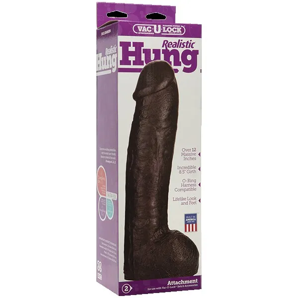 Насадка (30см) Для Системы Харнесс Vac-U-Lock™ - Realistic Hung - Chocolate Doc Johnson