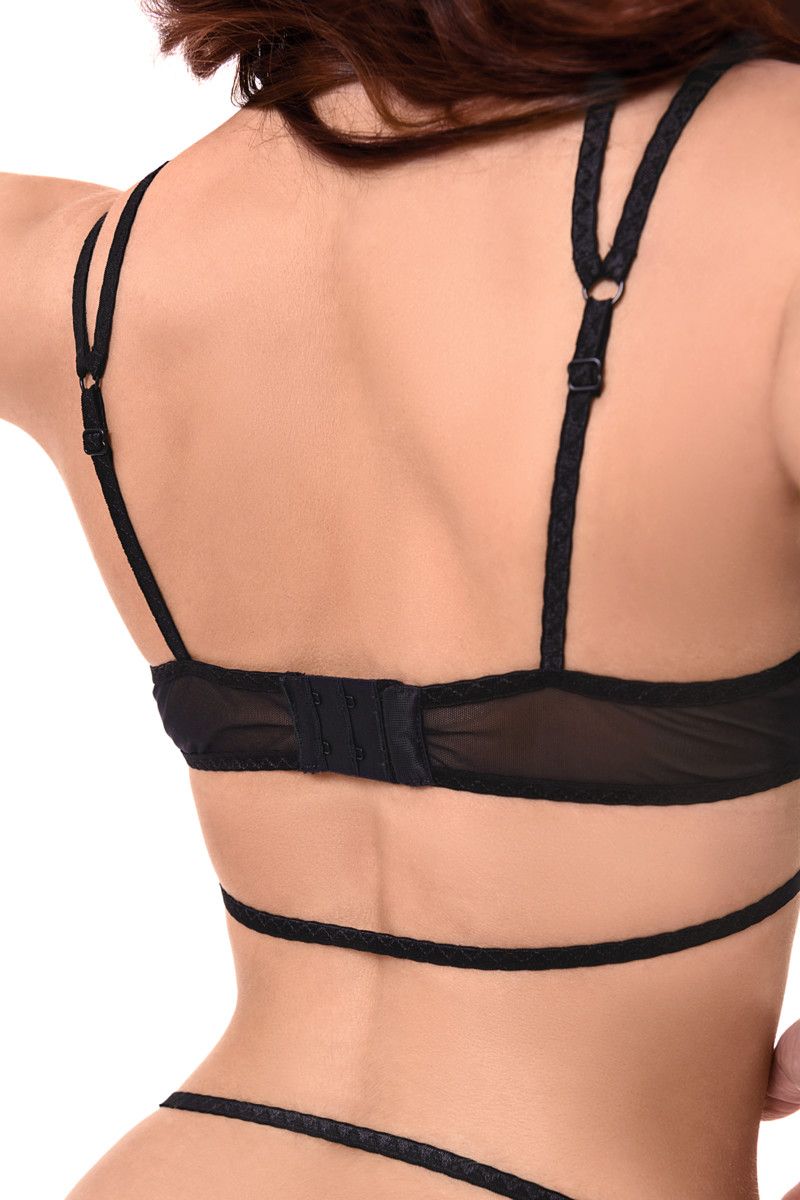 Эротическое боди с кружевом жабо erolanta eva, черное в СПб