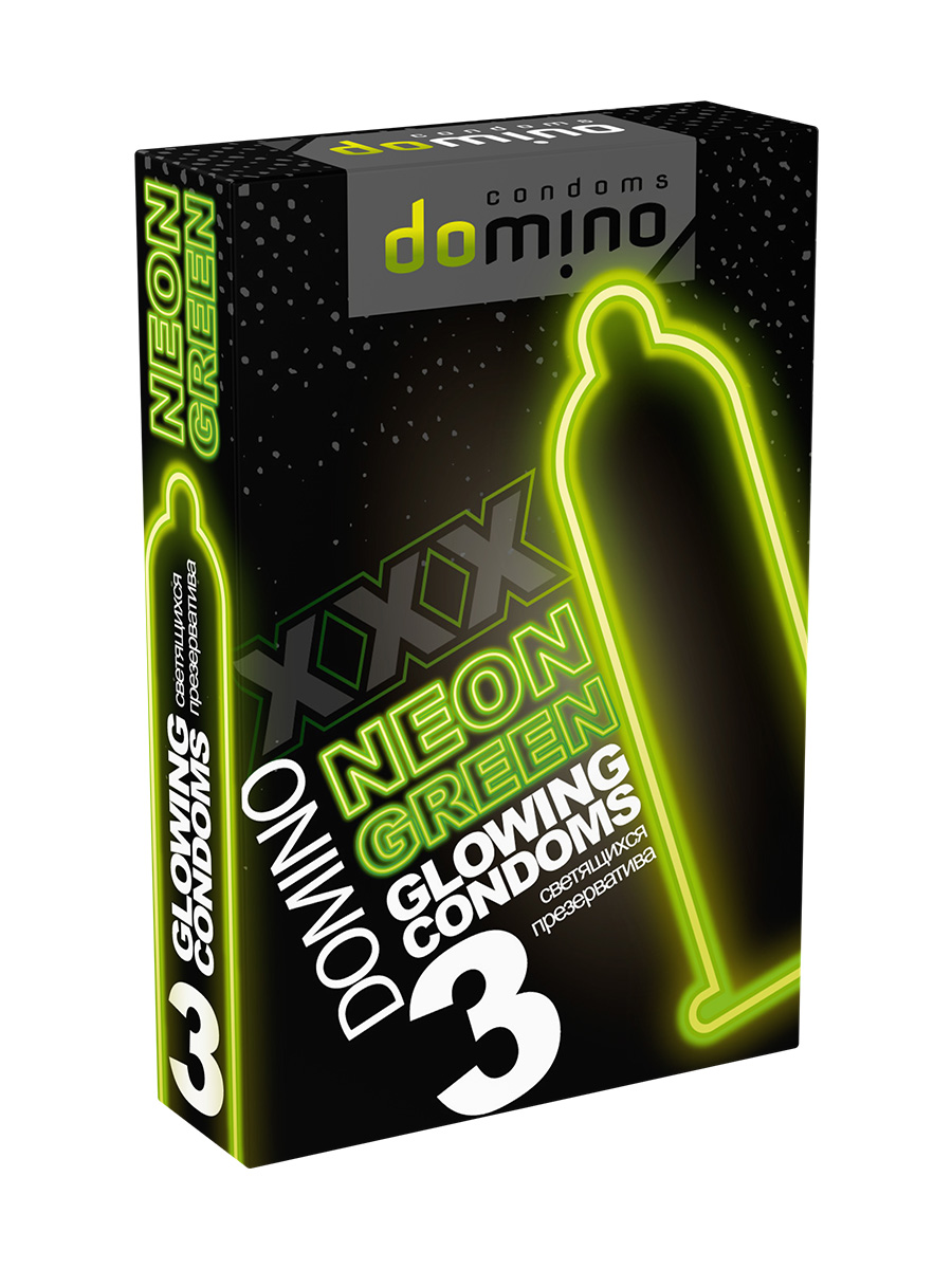 Презервативы светящиеся Domino Neon Green, 3 шт