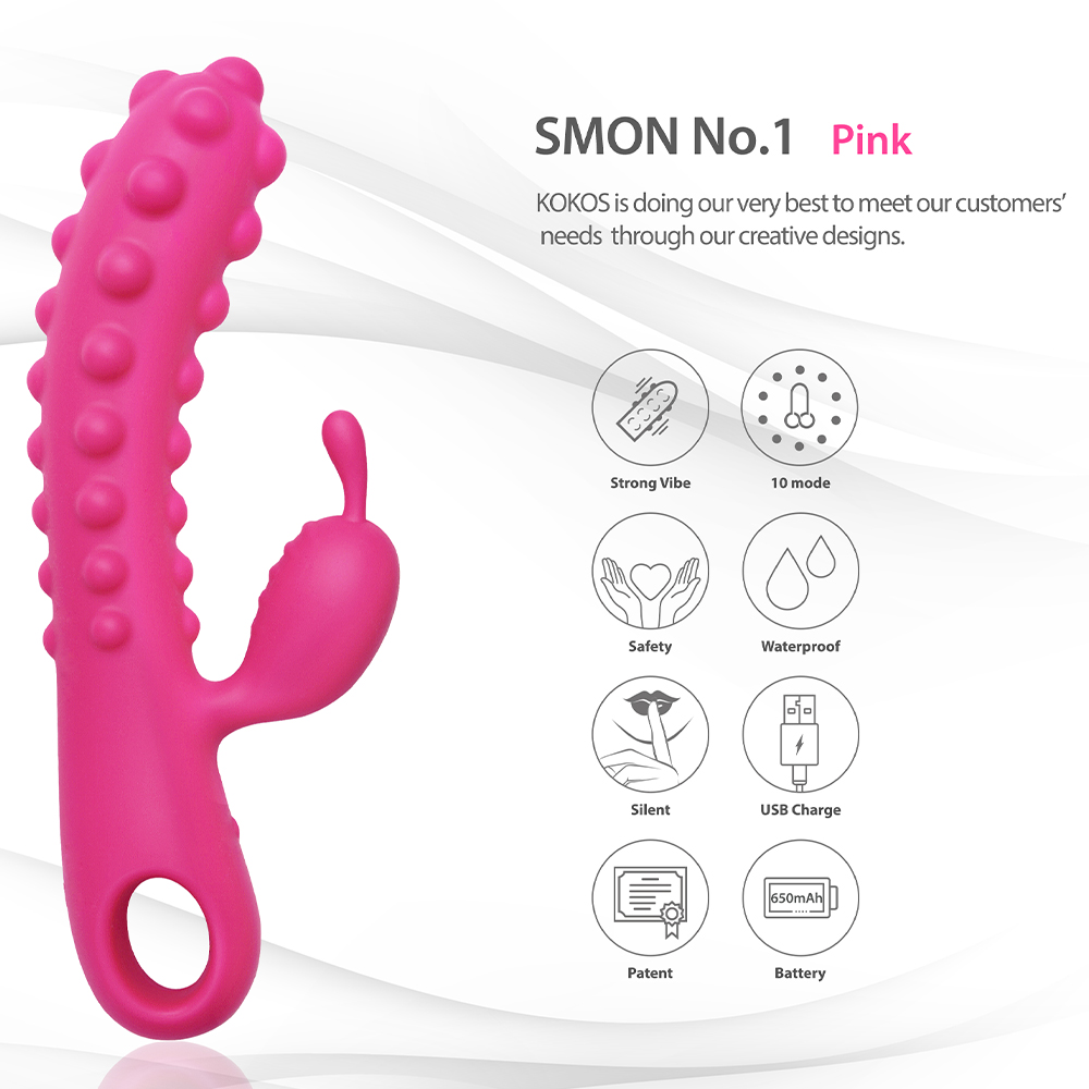 вибратор smon no1 с рельефной поверхностью и клиторальным стимулятором розовый kokos smon-01-pink в СПб