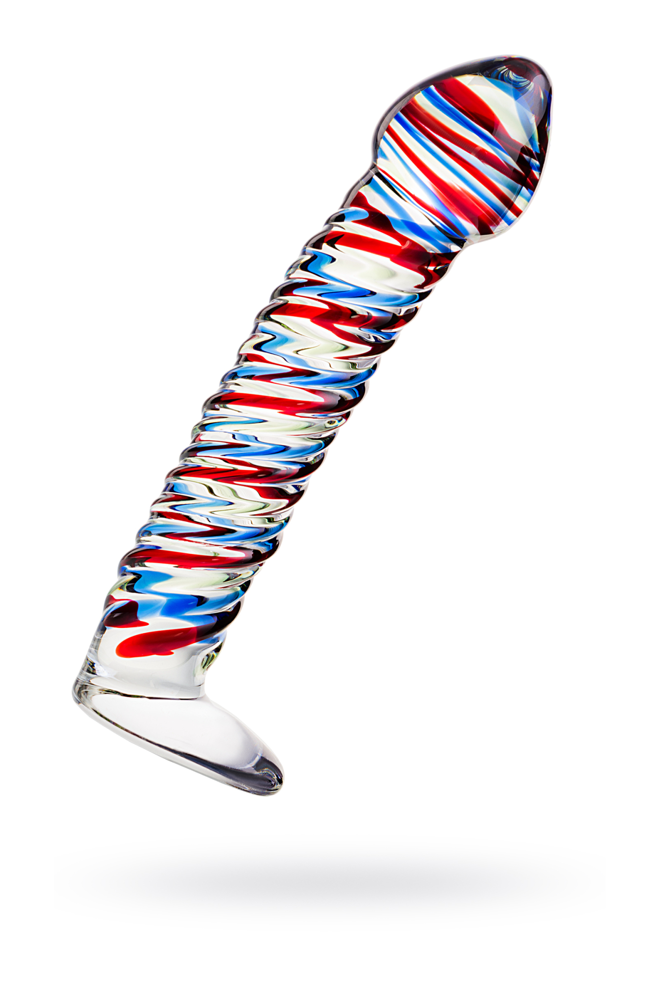 Нереалистичный фаллоимитатор Sexus Glass, стекло, красно-синий, 16,5 см