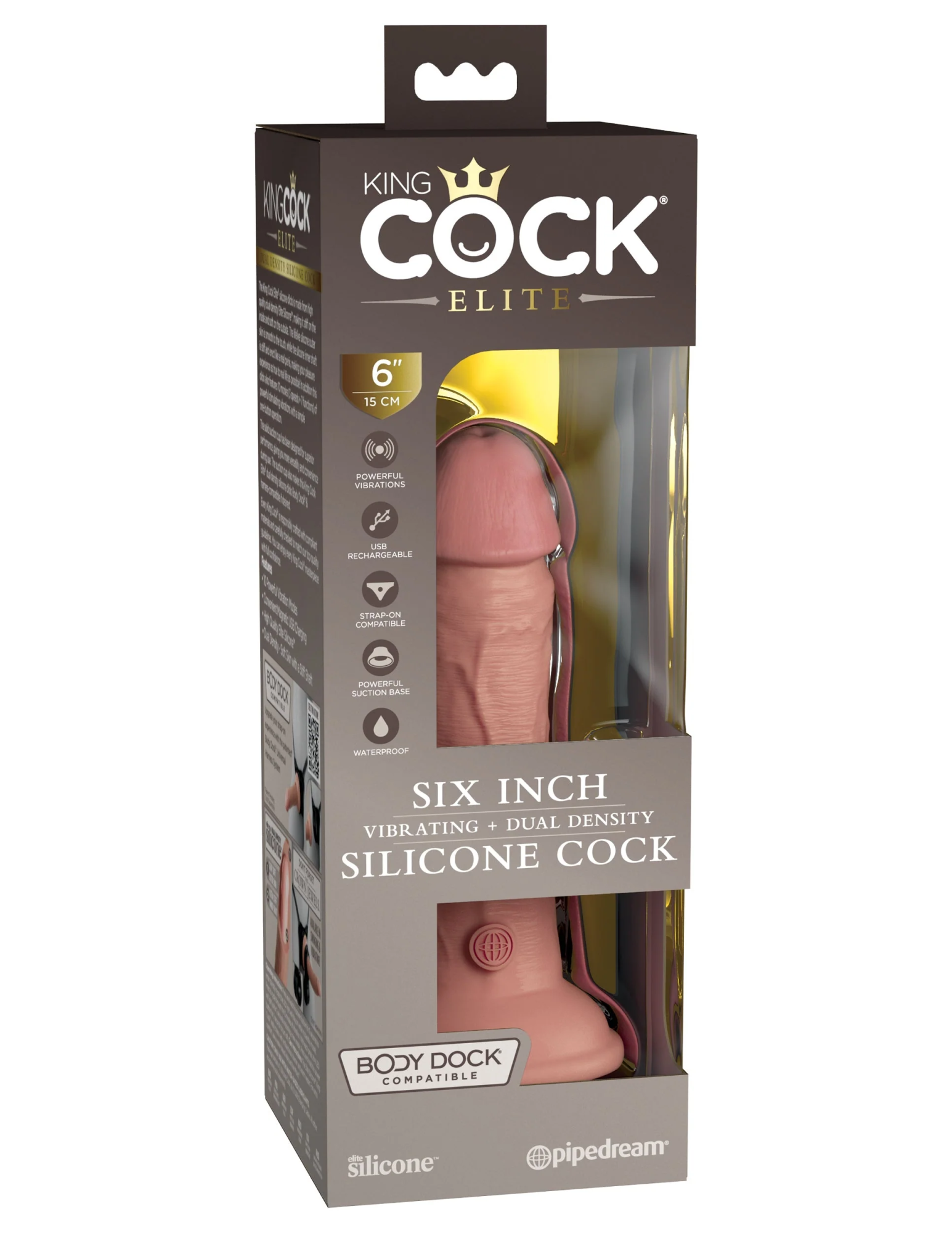 Вибратор KC Elite 6" Vibrating Silicone Dong - Light Pipedream 577621PD