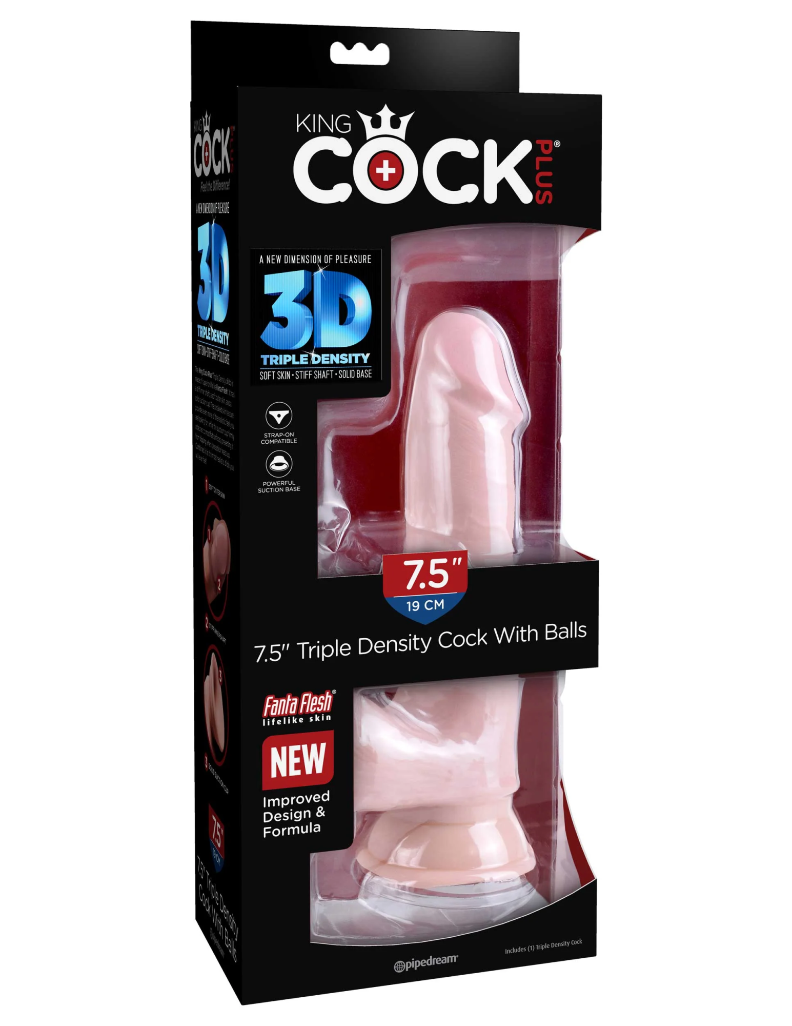 Фаллоимитатор с подвижной мошонкой King Cock Plus 7.5" Triple Density Pipedream 571821PD
