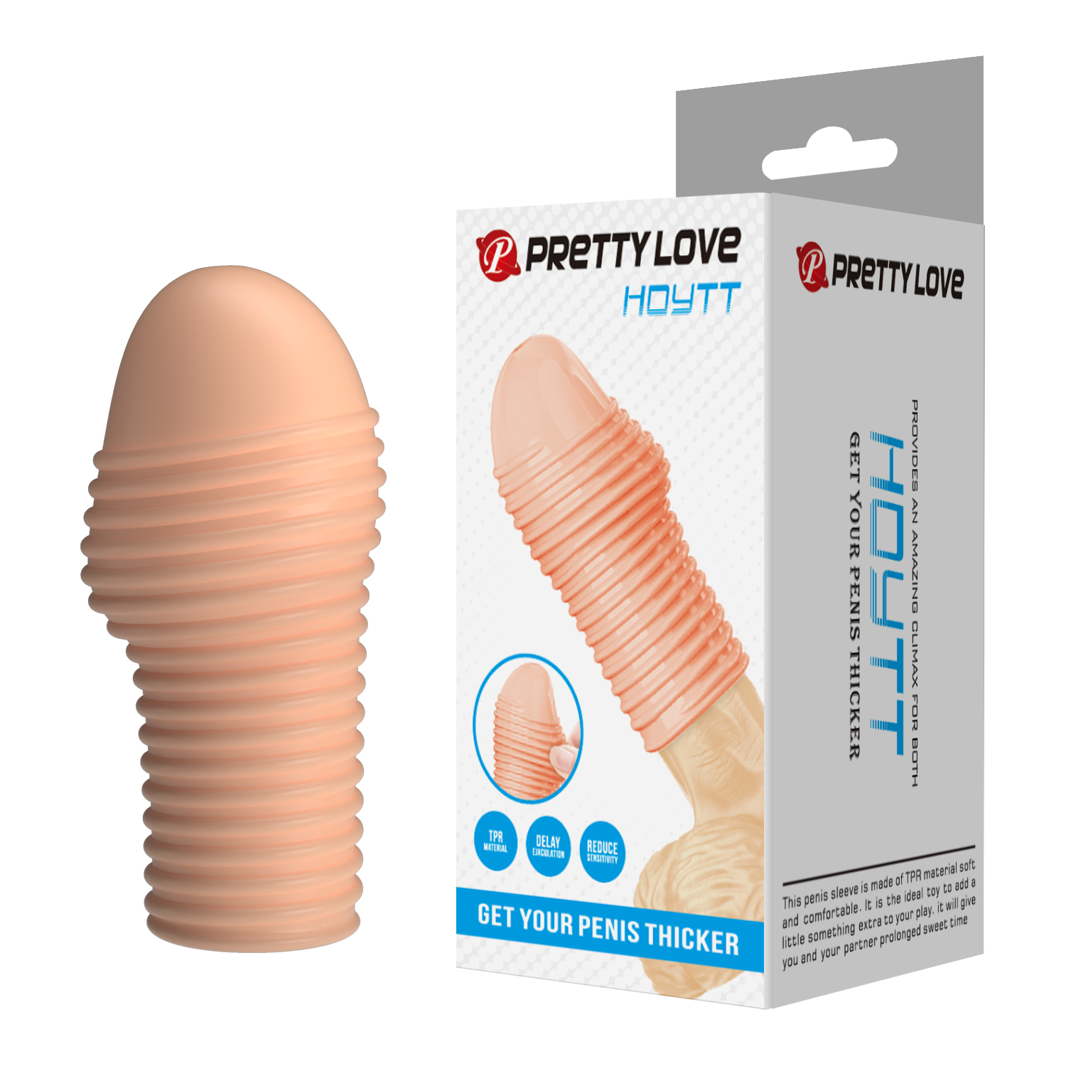 Рельефная насадка на пенис телесная Pretty Love BI-026291