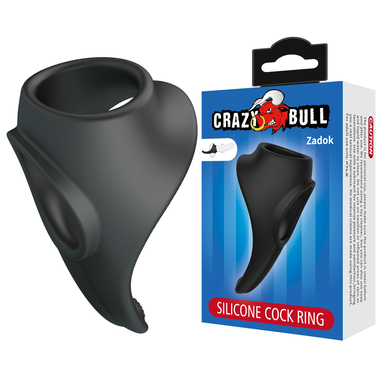 Эрекционное кольцо двойное из силикона растягивающееся CRAZY BULL черное BI-210256