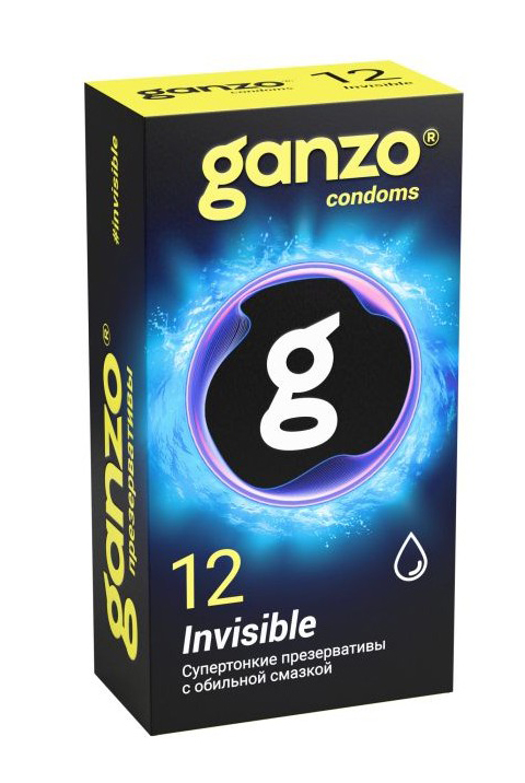 GANZO Invisible 12шт. Презервативы гладкие супертонкие