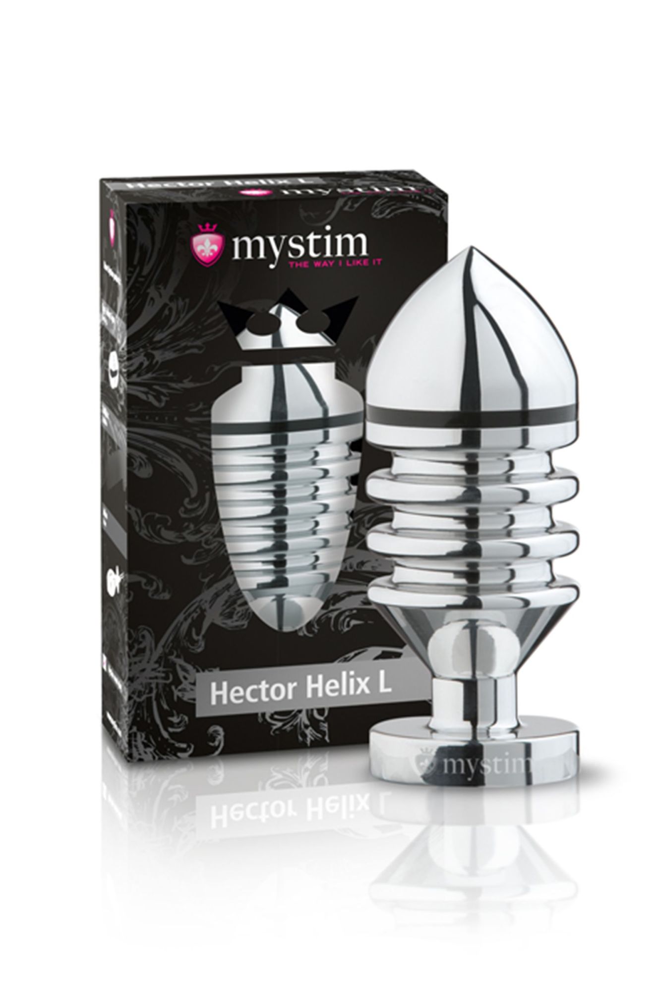анальная пробка mystim hector helix l, электростимуляция, хирургическая сталь, серебряная, 11,5 см, в СПб