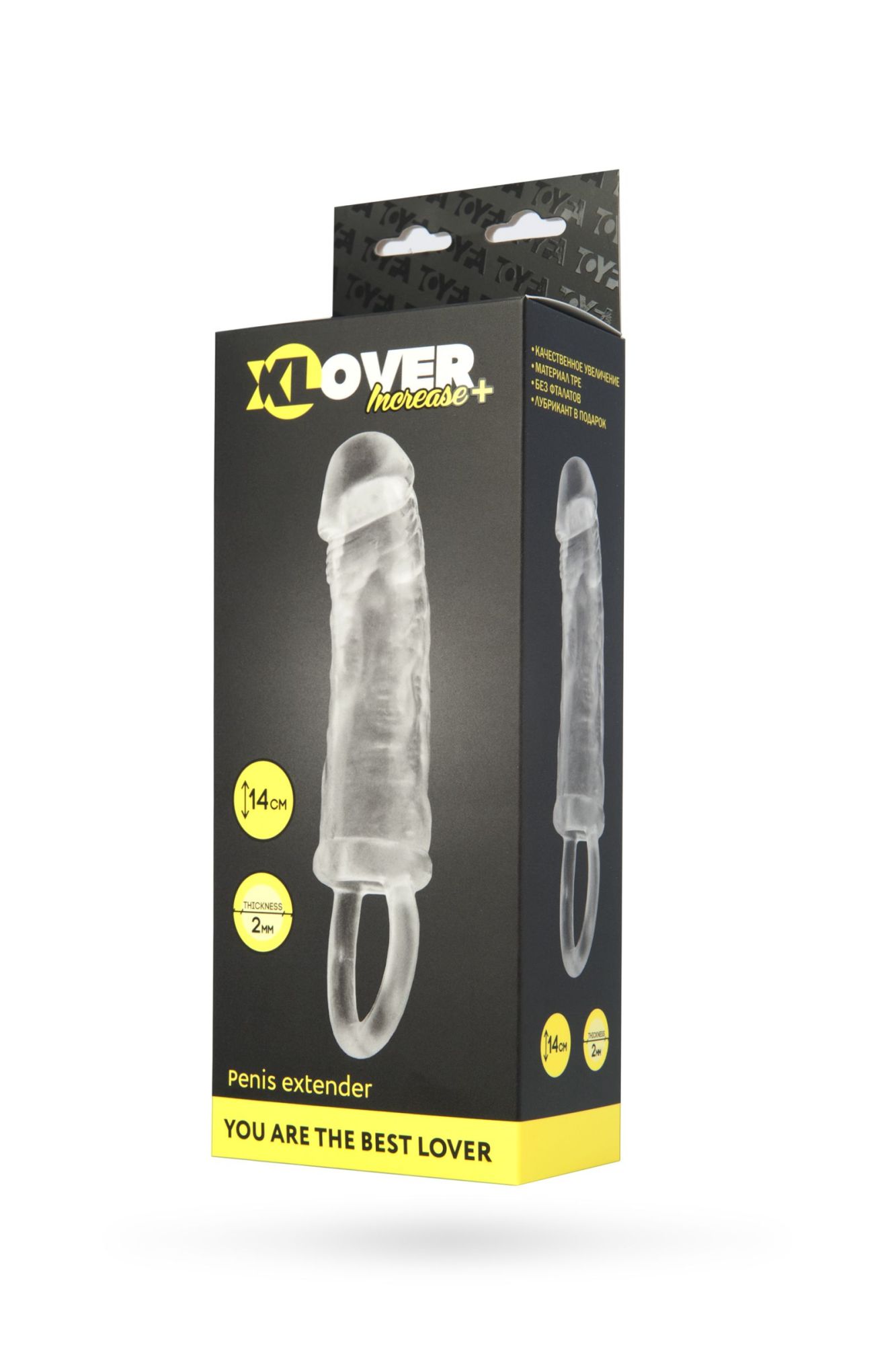 насадка xlover by toyfa increase+ для увеличения размера, с кольцом,  tpe, прозрачная, 14 см в СПб