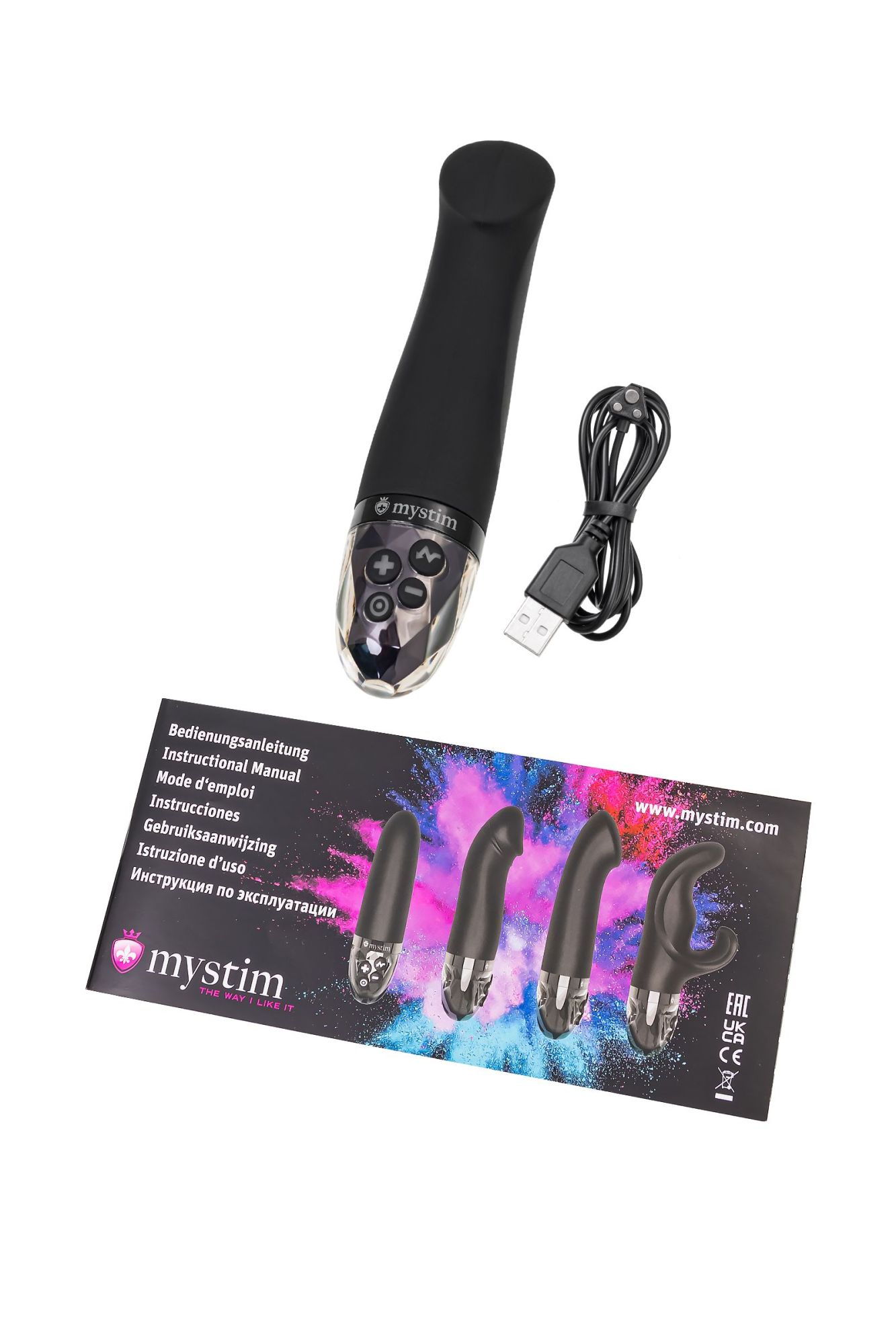 вибратор mystim right on ron с электростимуляцией,силикон, черный, 16,5 см в СПб
