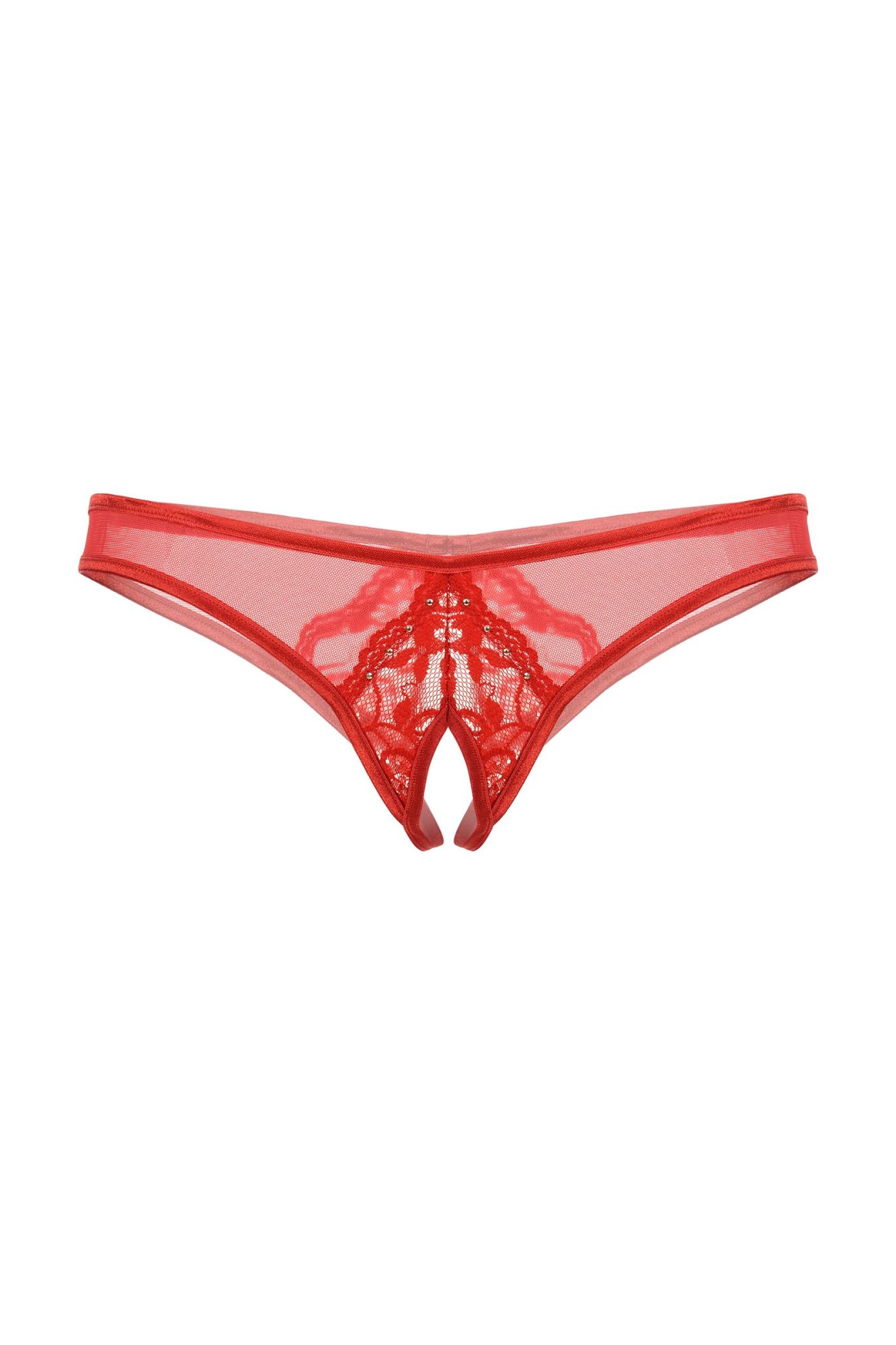 Эротическое трусики открытые с украшениями softline collection, красный, m/l в СПб