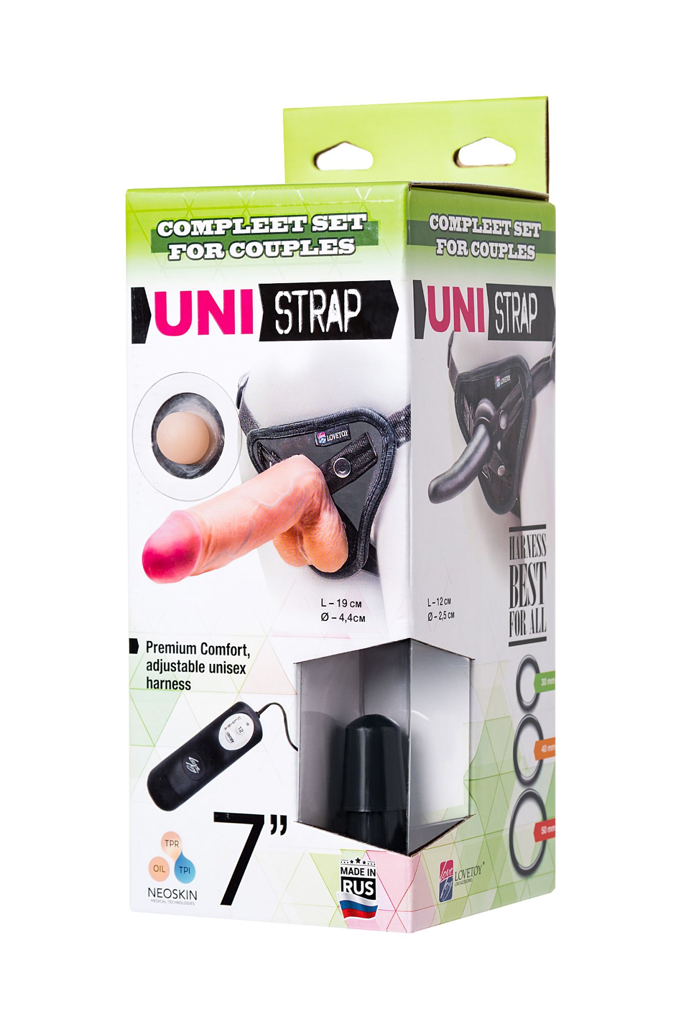 страпон на креплении lovetoy uni strap 7" harness best of all с вибрацией, телесный в СПб