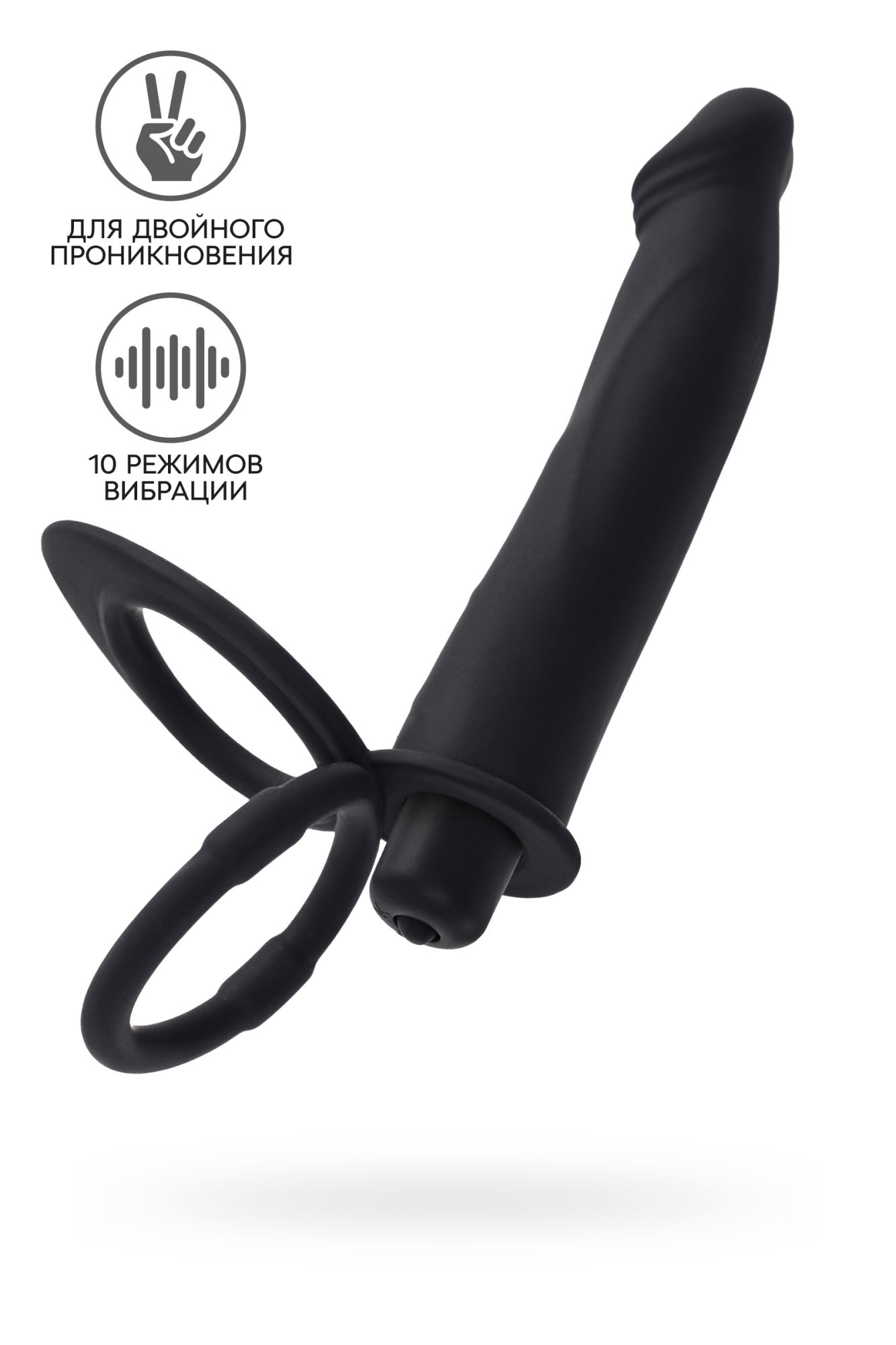 насадка на пенис для двойного проникновения black&red by toyfa, силикон, чёрная, 19 см в СПб