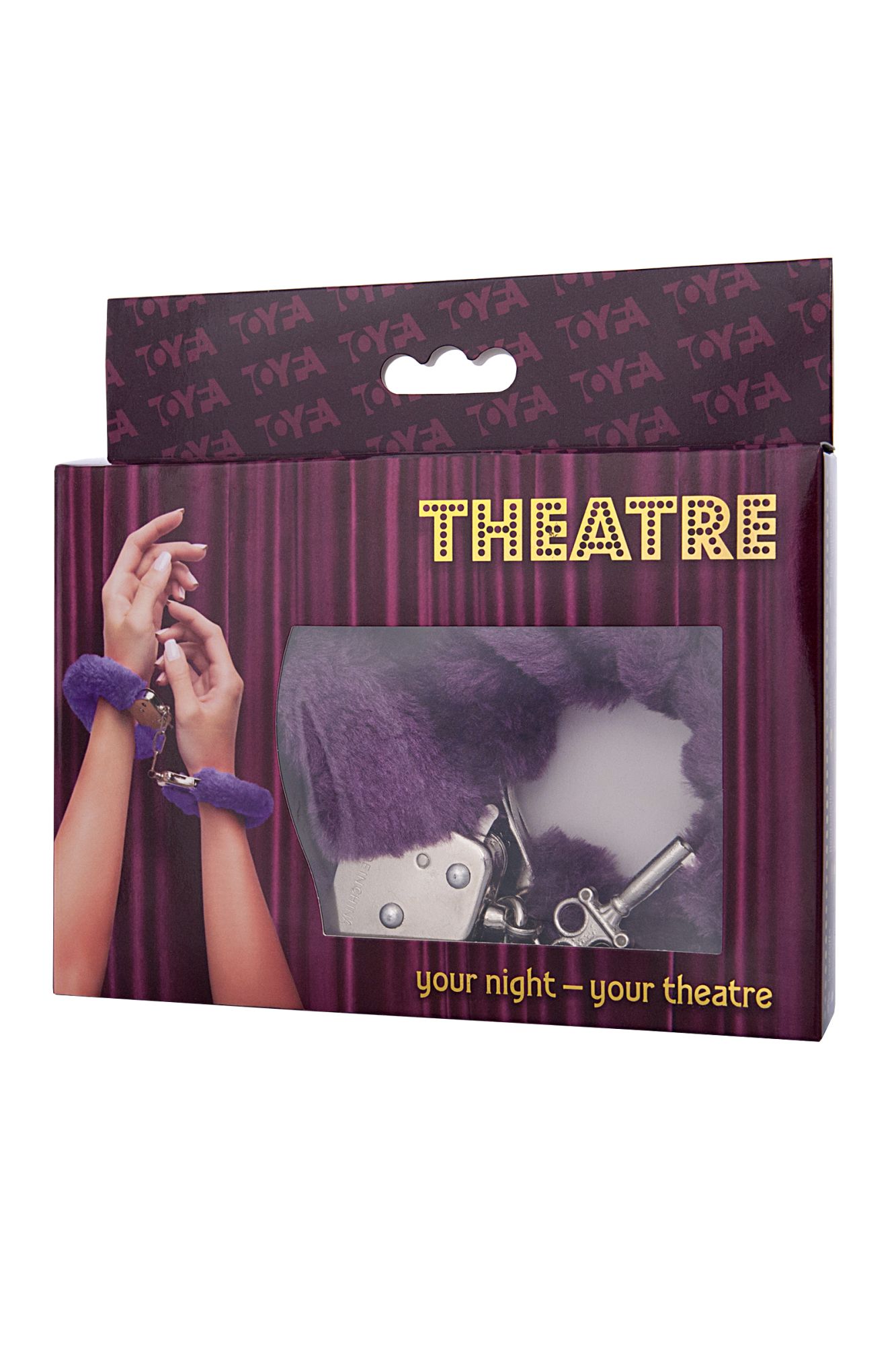 наручники toyfa theatre, меховые, фиолетовые, 28 см. в СПб