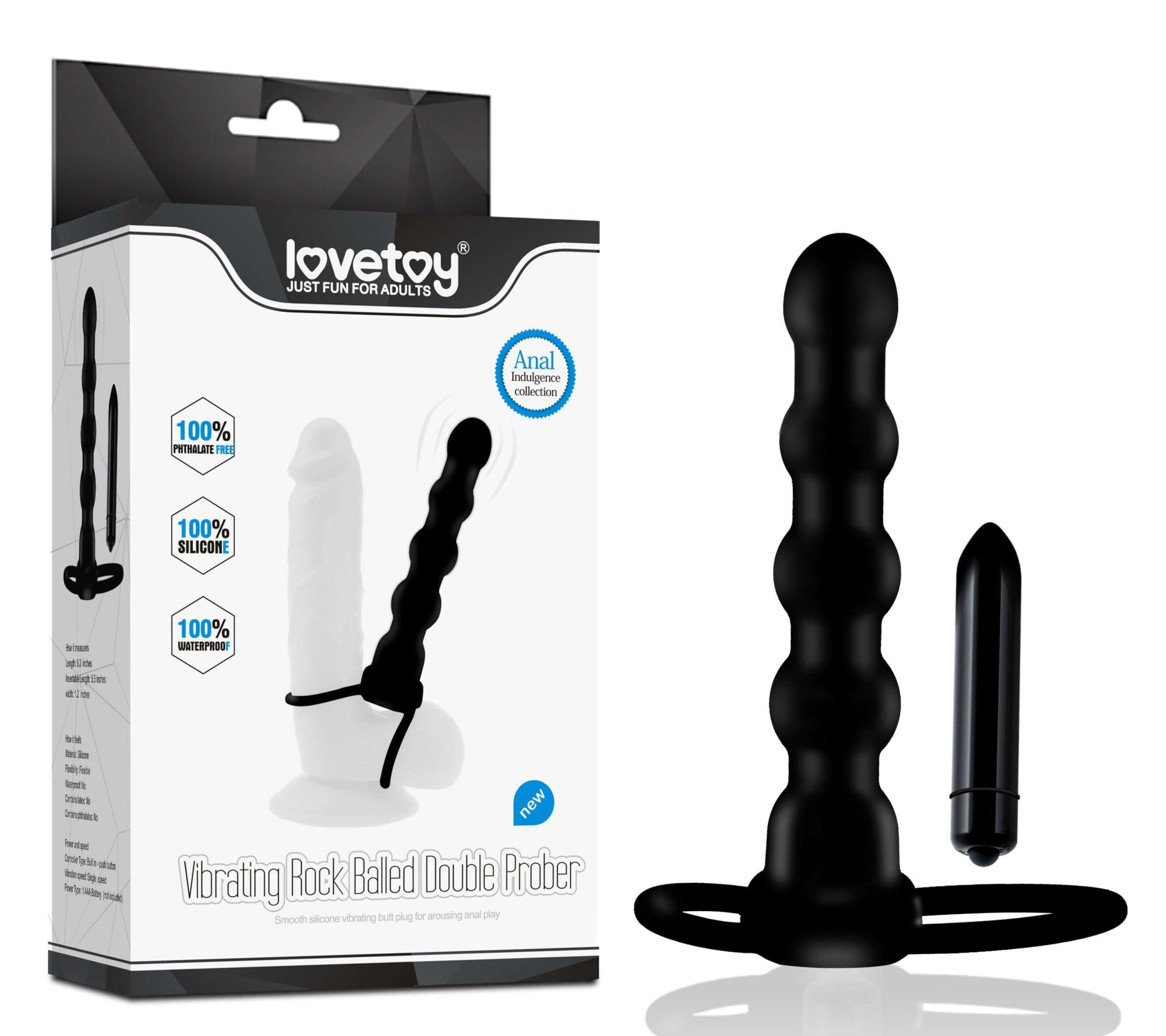 насадка на член lovetoy vibrating rock double cock, чёрная в СПб