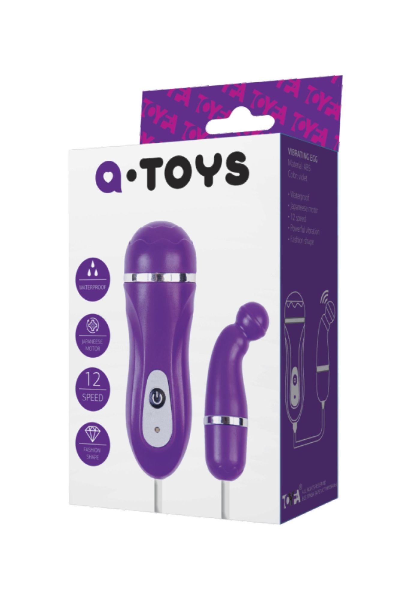 виброяйцо с пультом управления toyfa  a-toys beany, abs пластик, фиолетовый, 5,5 см в СПб