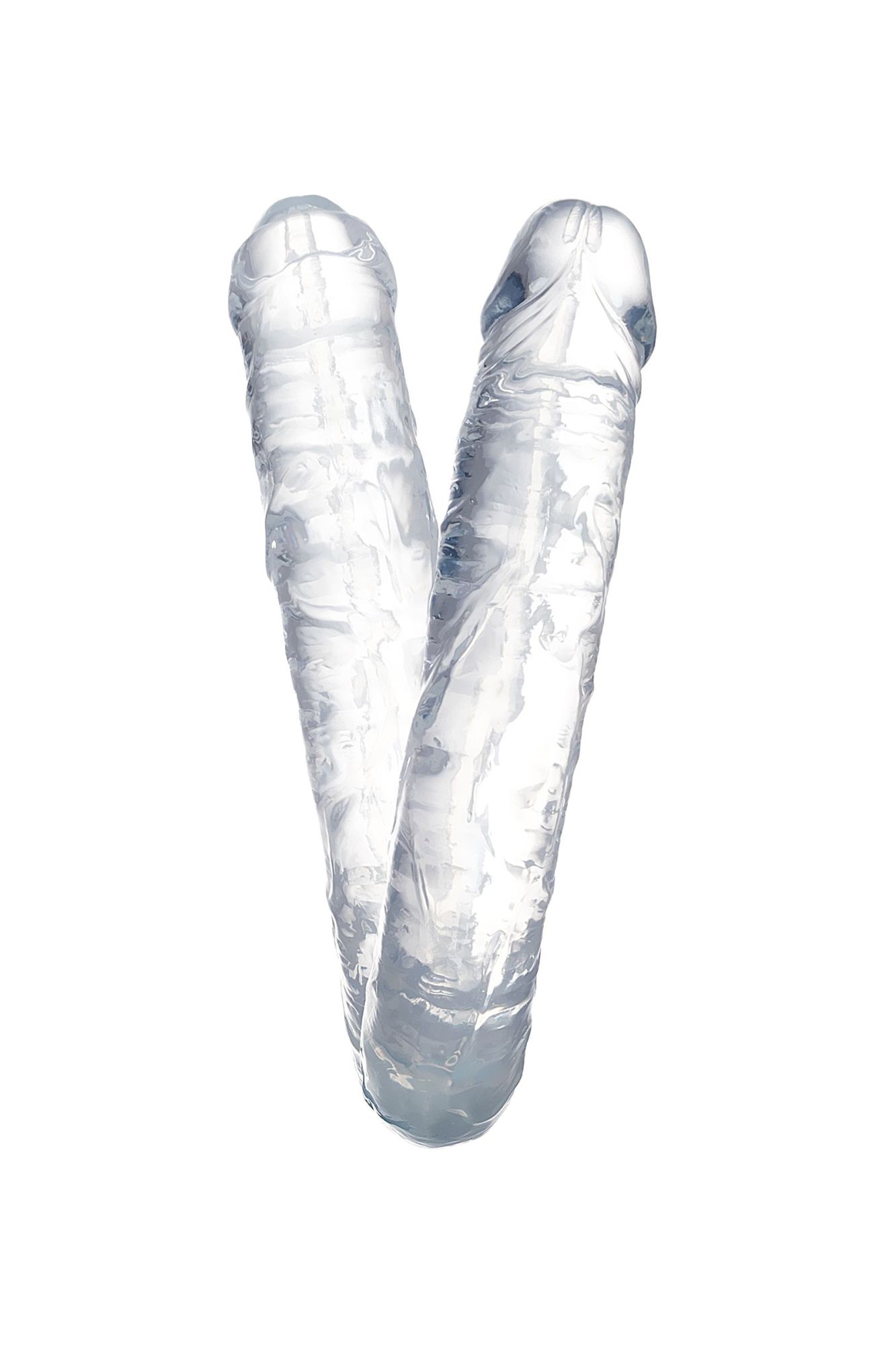 фаллоимитатор двусторонний toyfa double dildo, tpr, прозрачный, 40 см в СПб