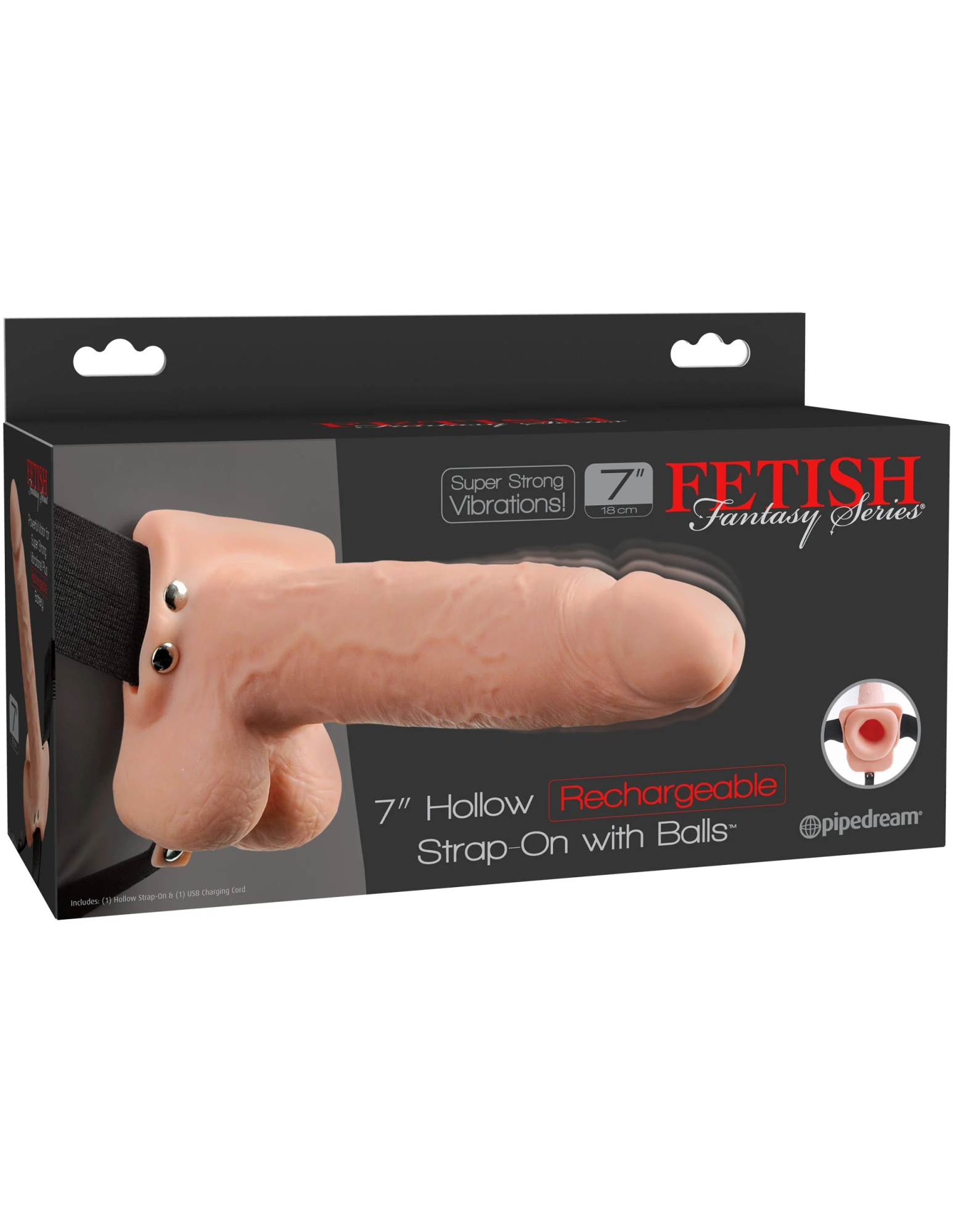 страпон fetish fantasy series 7" hollow strap-on - flesh/black pipedream 339121pd в СПб