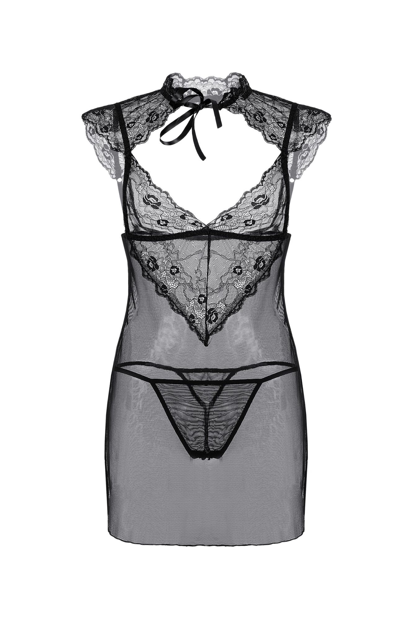 Эротическое комбинация и стринги candy girl luscious, черный, xl в СПб