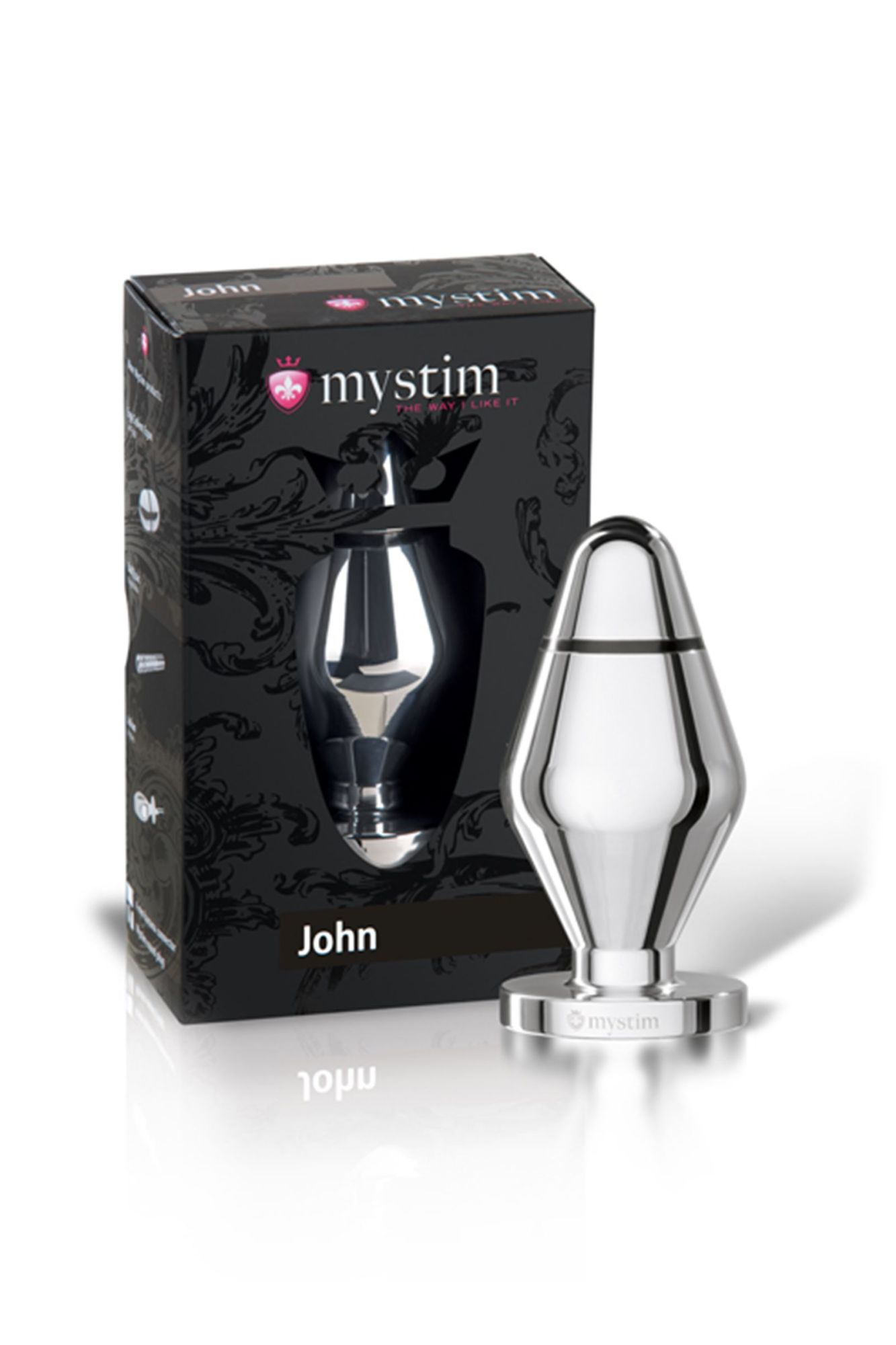 анальная пробка mystim john l, электростимуляция, хирургическая сталь, серебряная, 10,5 см, ø 5 см в СПб