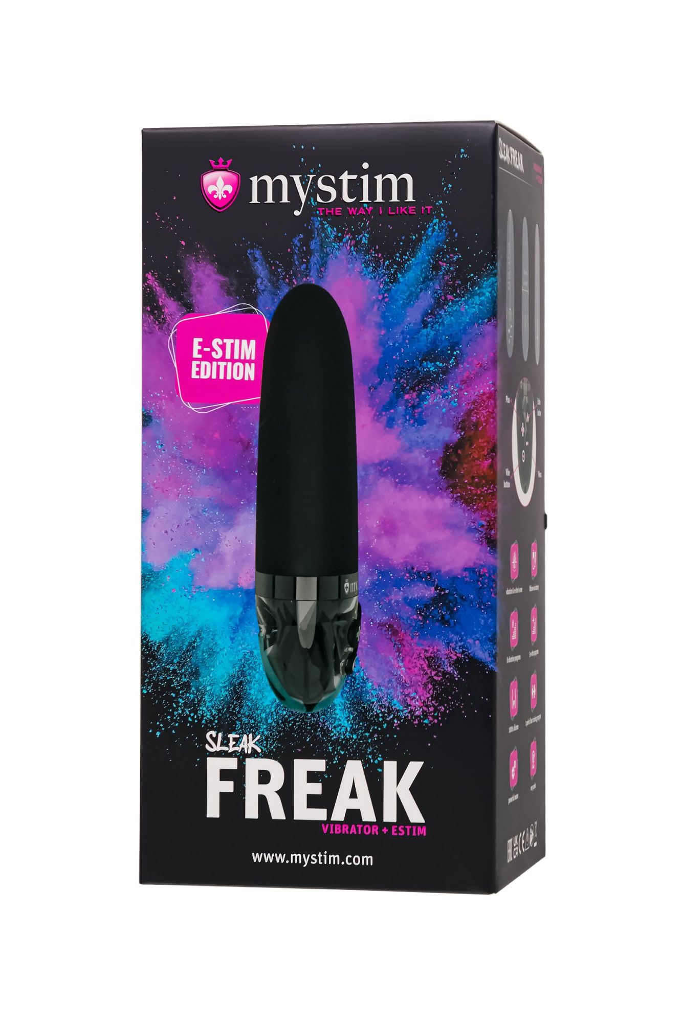 вибратор mystim sleak freak с электростимуляцией,силикон, черный, 14,5 см в СПб