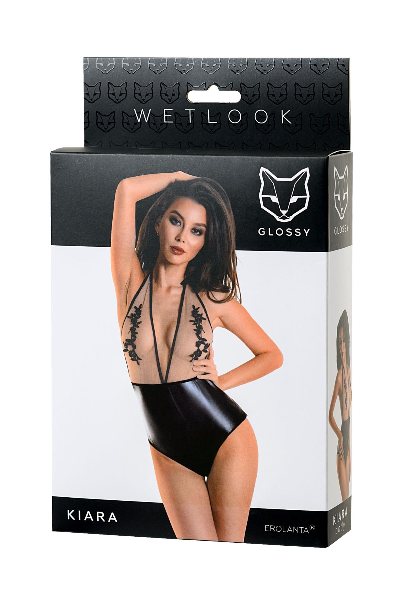 Эротическое боди glossy kiara из материала wetlook, черное, xl в СПб