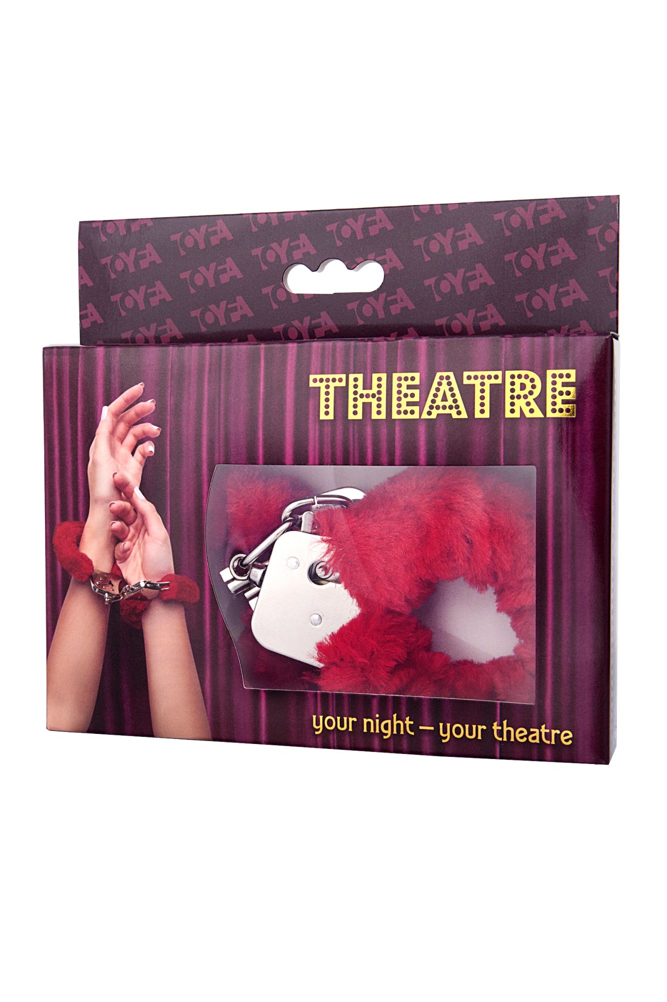 наручники toyfa theatre, меховые,  красные, 28 см. в СПб
