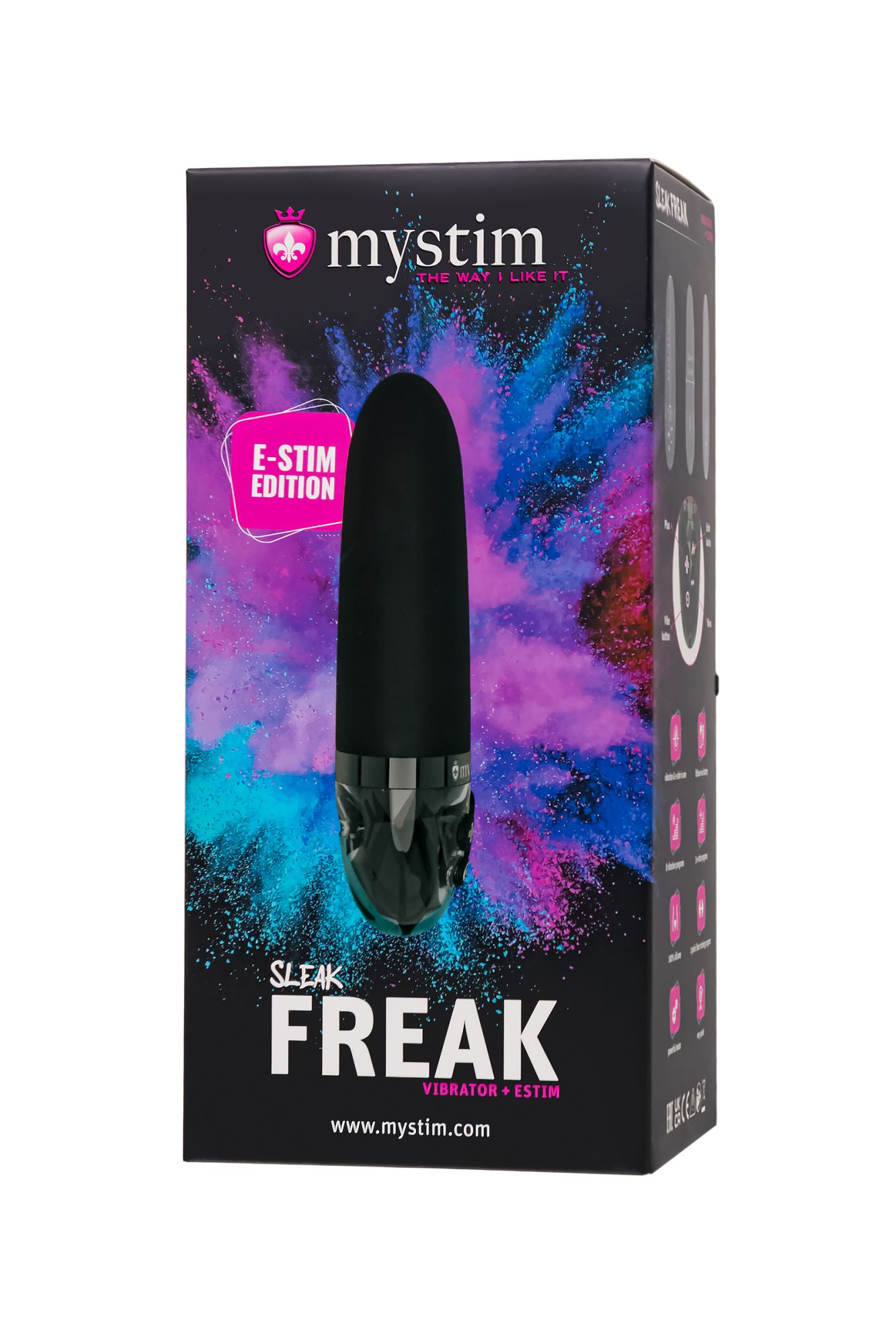 вибратор mystim sleak freak с электростимуляцией,силикон, черный, 14,5 см в СПб