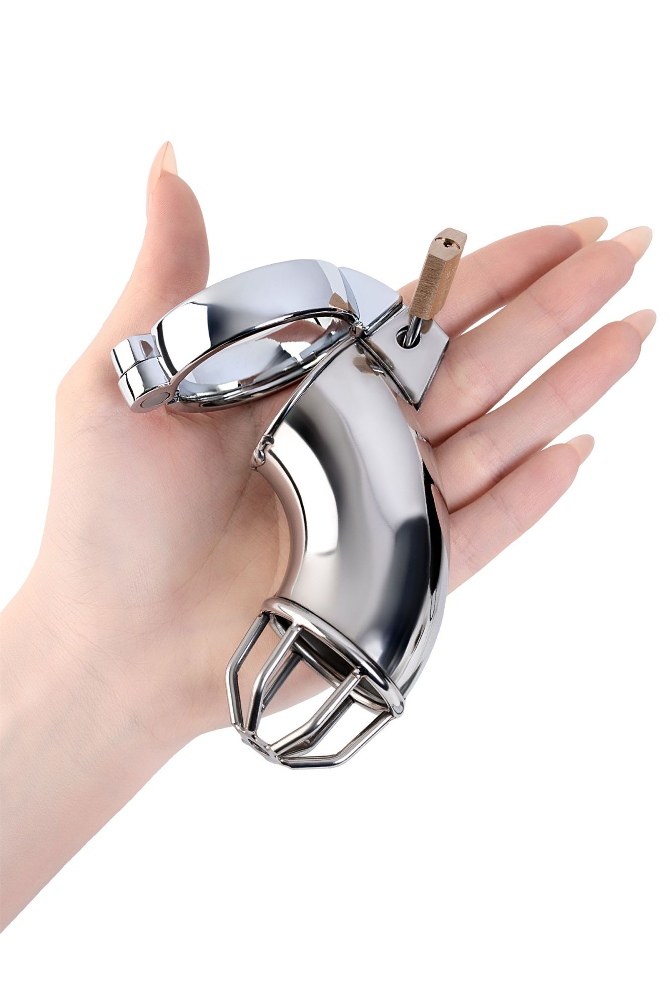 пояс верности мужской toyfa metal с открытой головкой, серебряный, 13 см в СПб