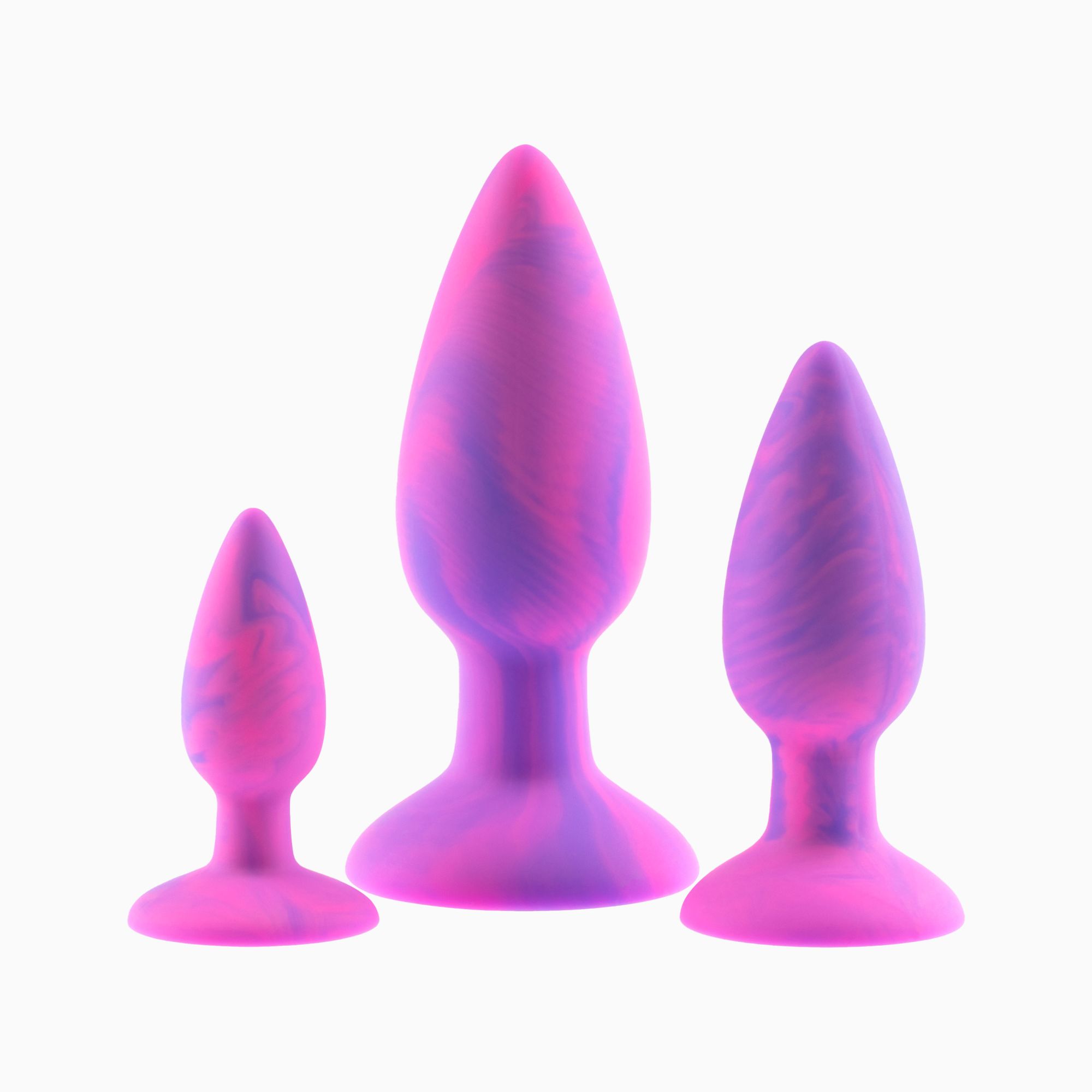 набор анальных пробок pink rabbit donny, 3 шт., силикон, розово-фиолетовые в СПб