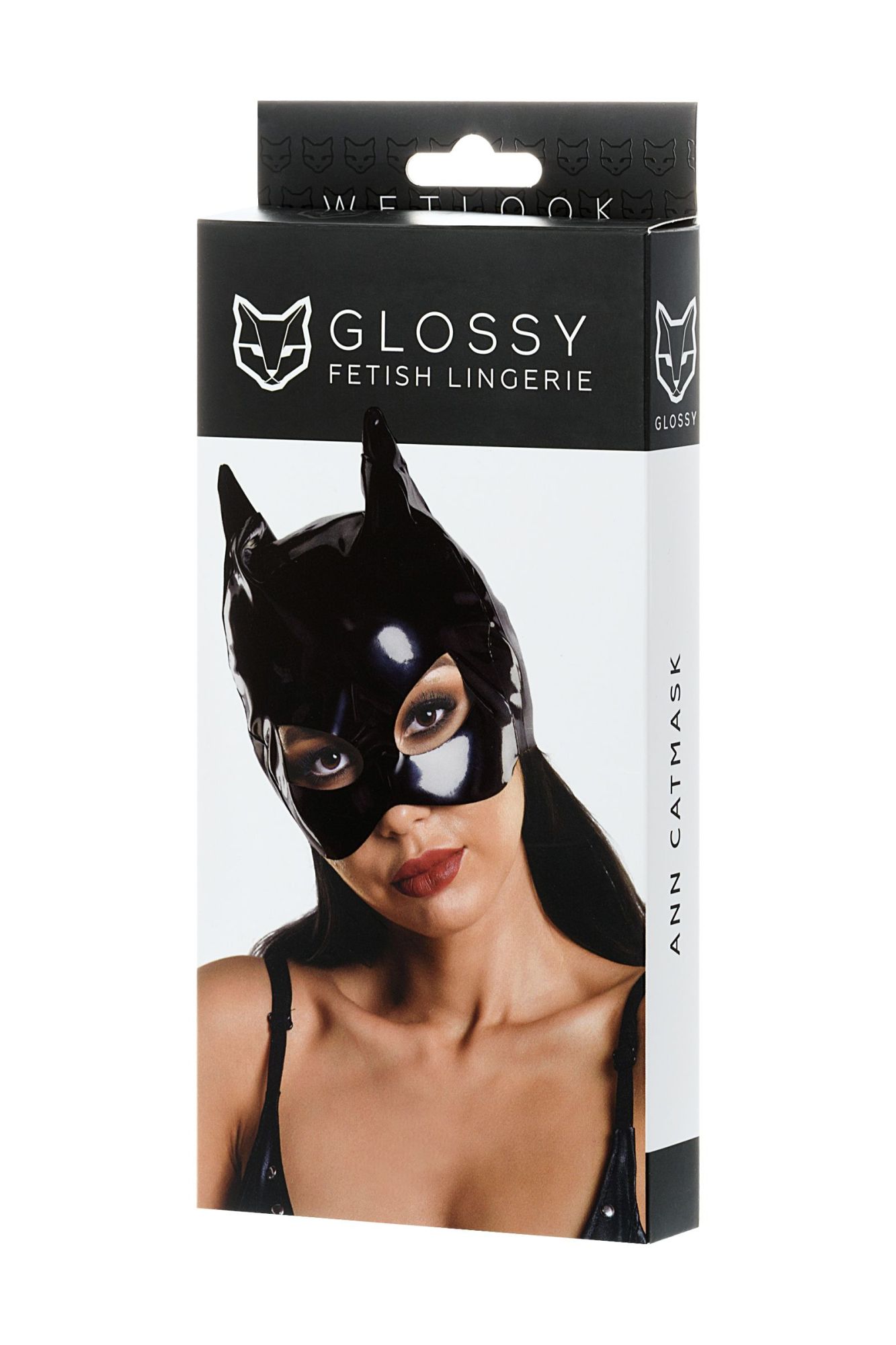 маска кошки glossy ann из материала wetlook, черный, os в СПб