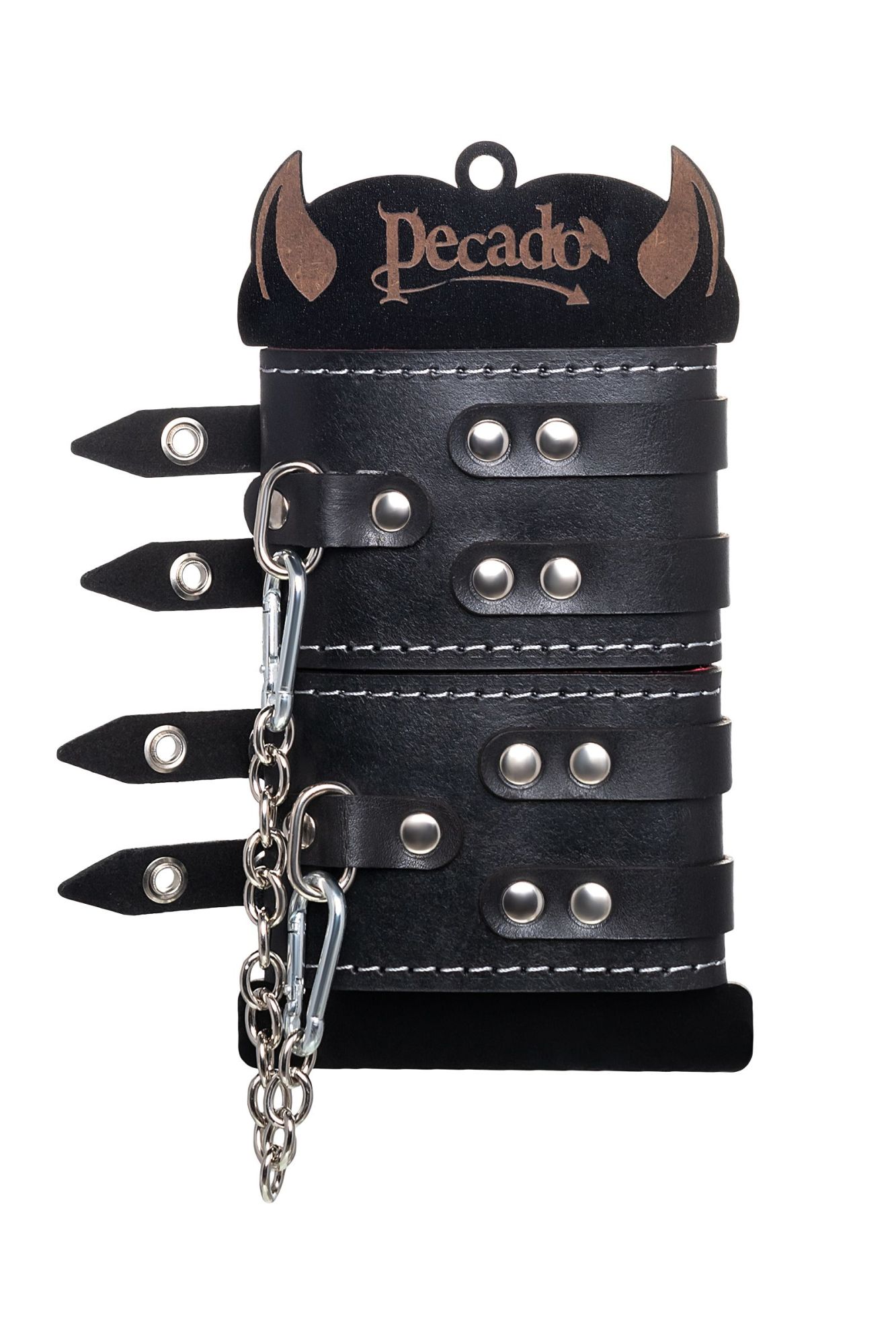 оковы pecado bdsm, с двумя ремнями и красной подкладкой, натуральная кожа, черные в СПб