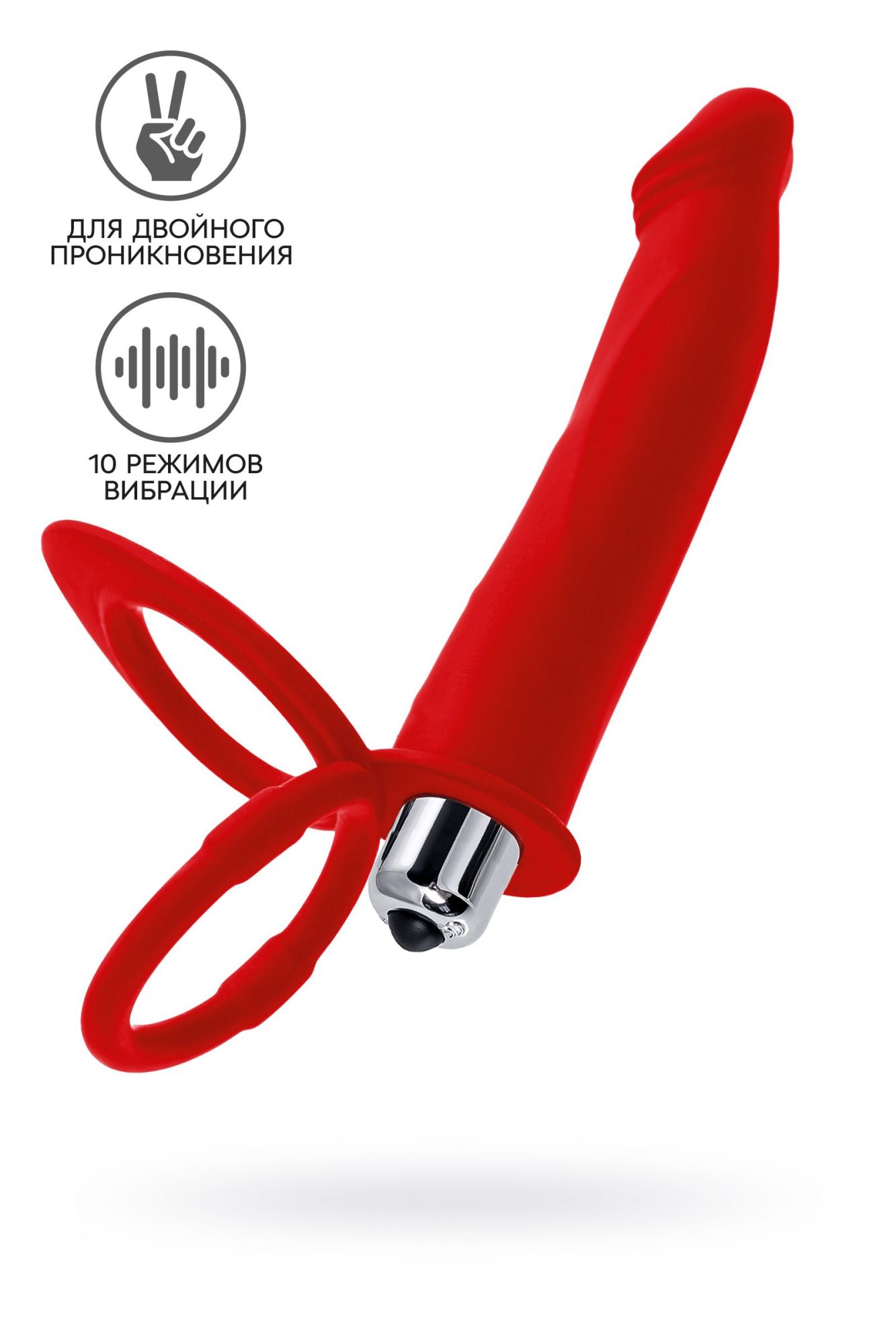 насадка на пенис для двойного проникновения black&red by toyfa, силикон, красная, 19 см в СПб