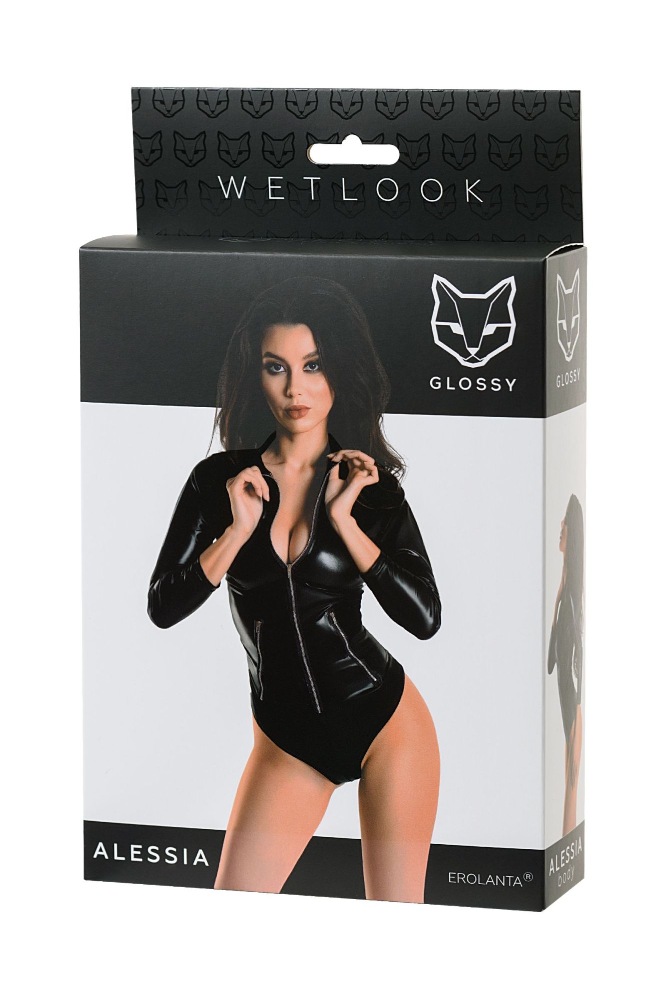 Эротическое боди glossy alessia из материала wetlook на молнии, черное, xl в СПб