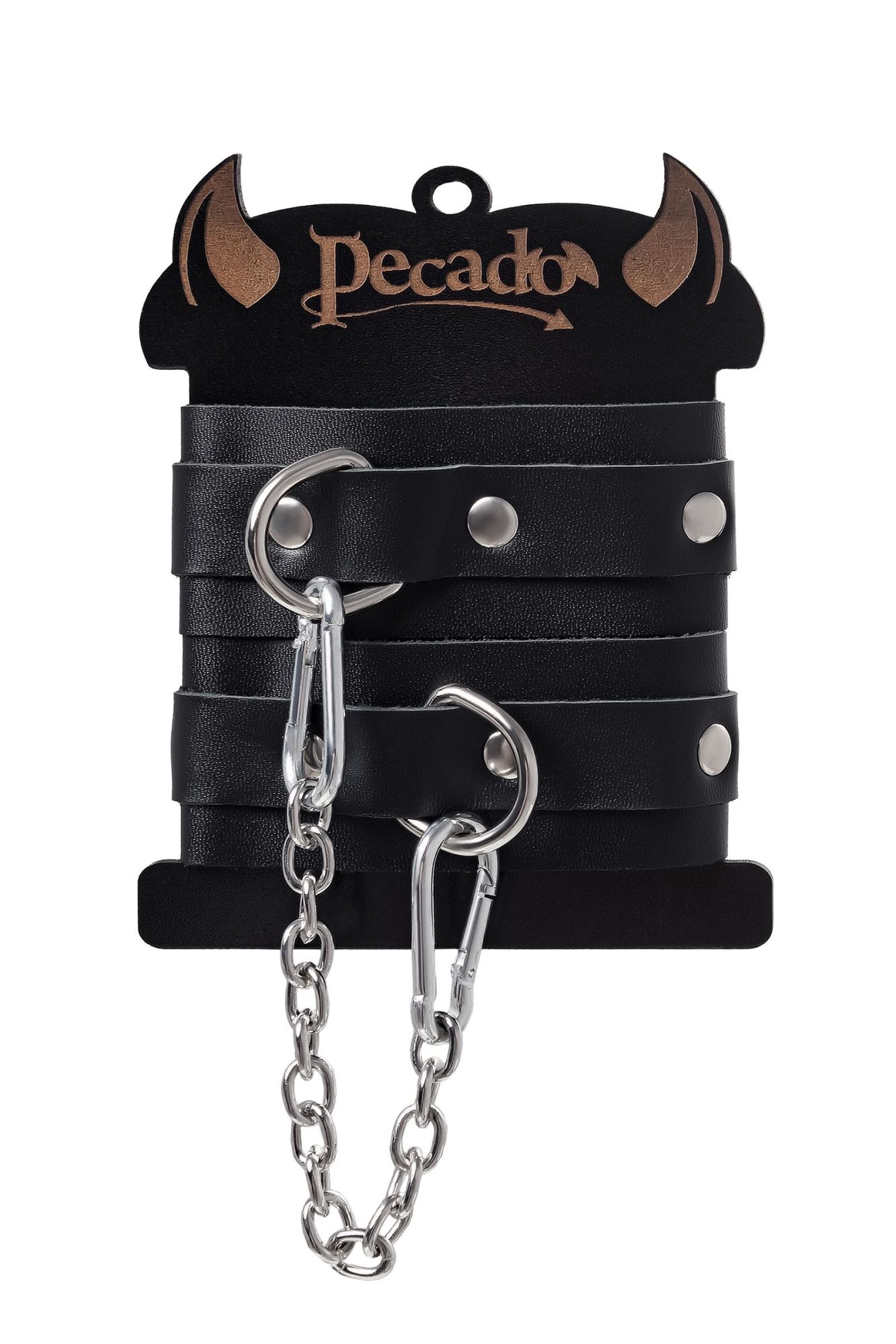 оковы мини pecado bdsm, со скруглёнными углами, натуральная кожа, чёрные в СПб