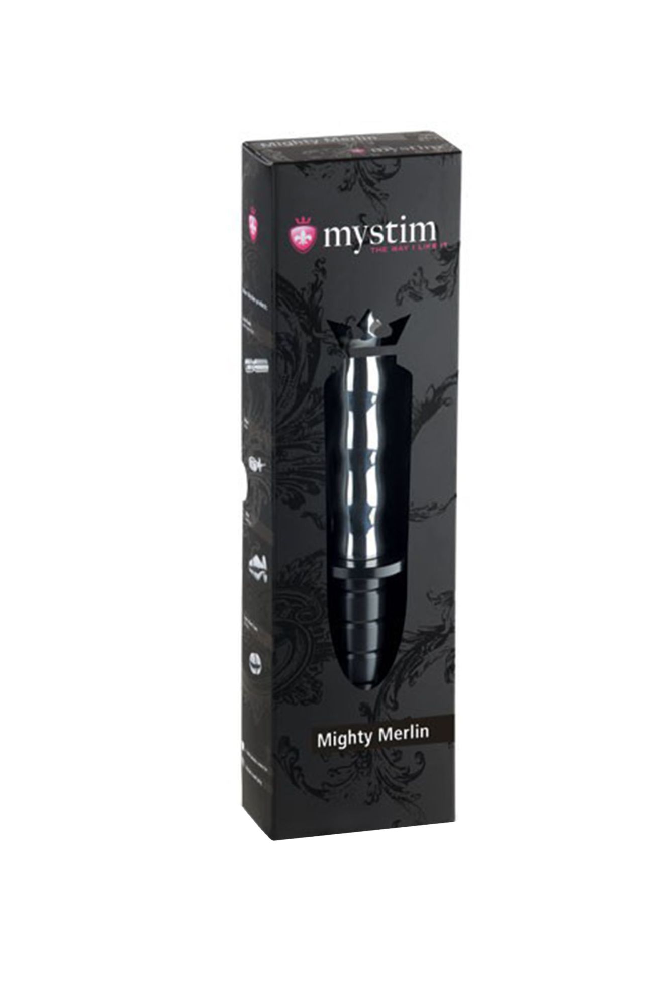 электростимулятор фаллоимитатор mystim mighty merlin, хирургическая сталь, серебряный, 28 см в СПб