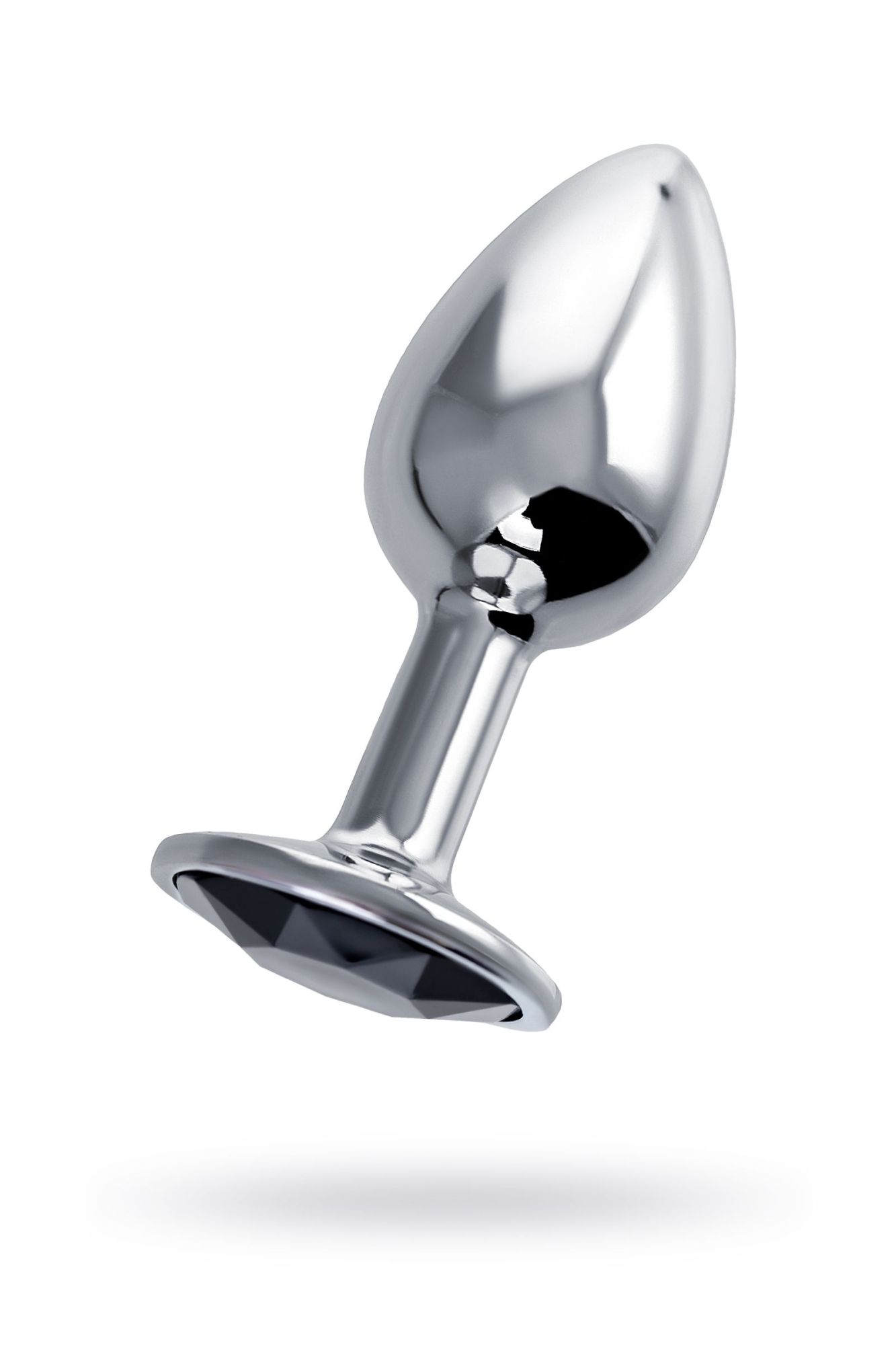 анальная втулка штучки-дрючки, серебряная, с чёрным кристаллом, ø 2,5 см, 48 г в СПб