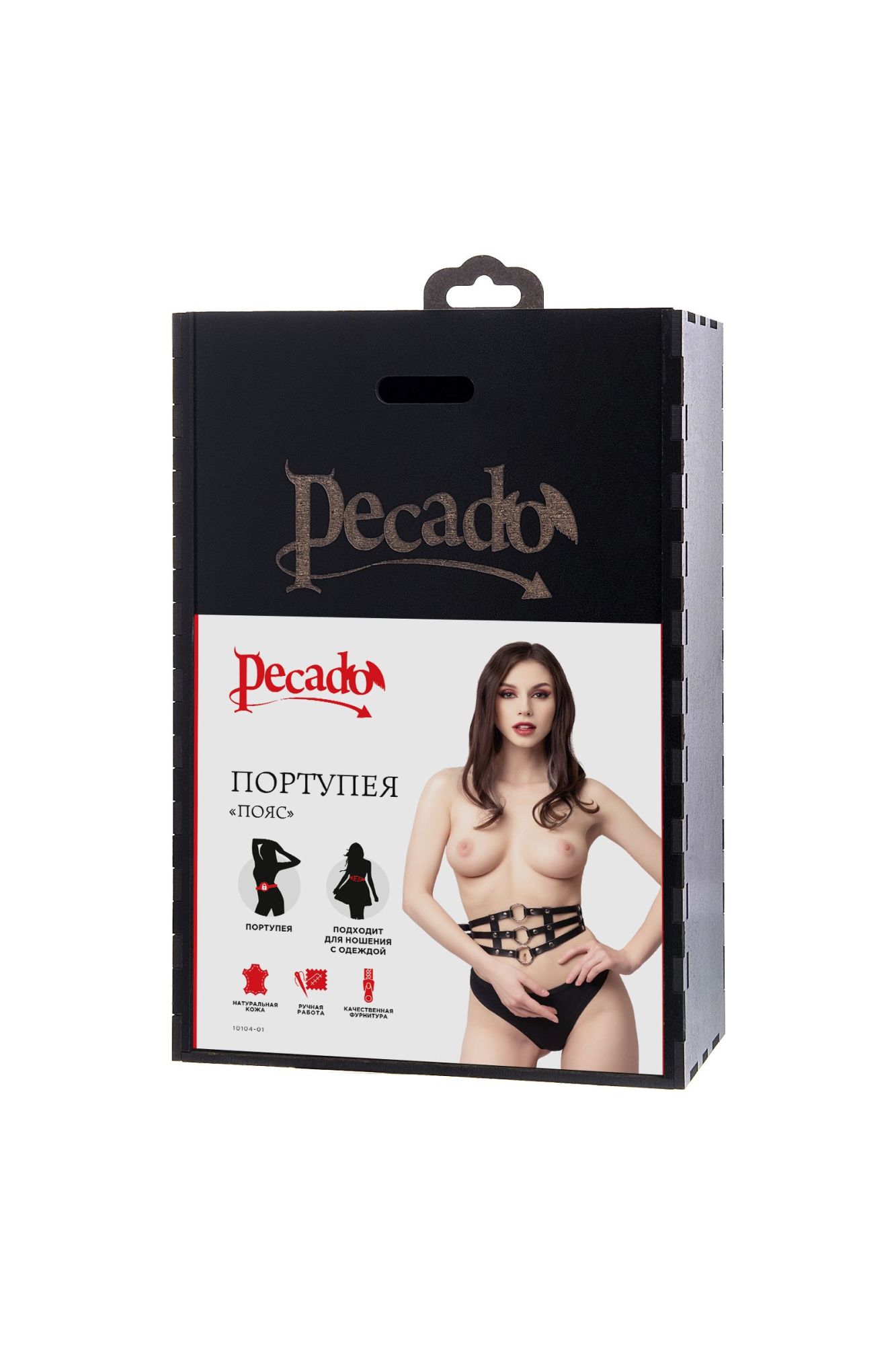 пояс pecado bdsm, с кольцами, натуральная кожа, черный в СПб