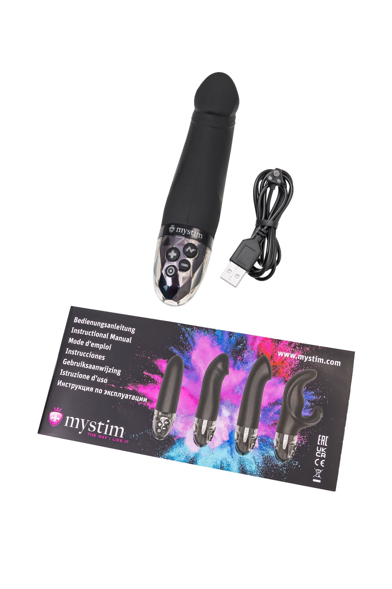 вибратор mystim real deal neal с электростимуляцией, силикон, черный, 16,5 см в СПб
