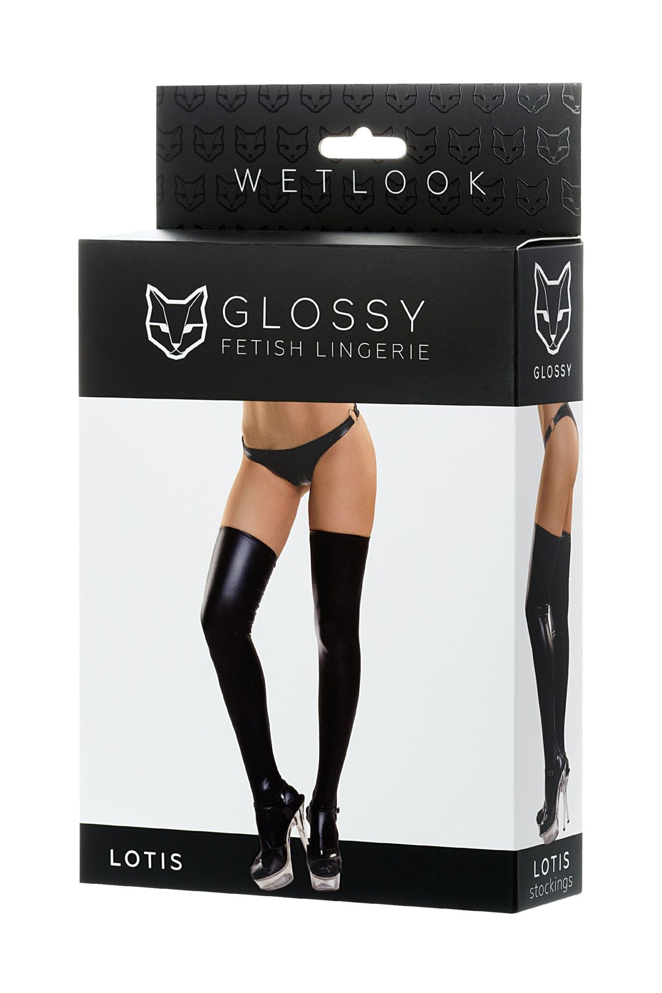 Эротическое чулки glossy lotis из материала wetlook, черный, l в СПб