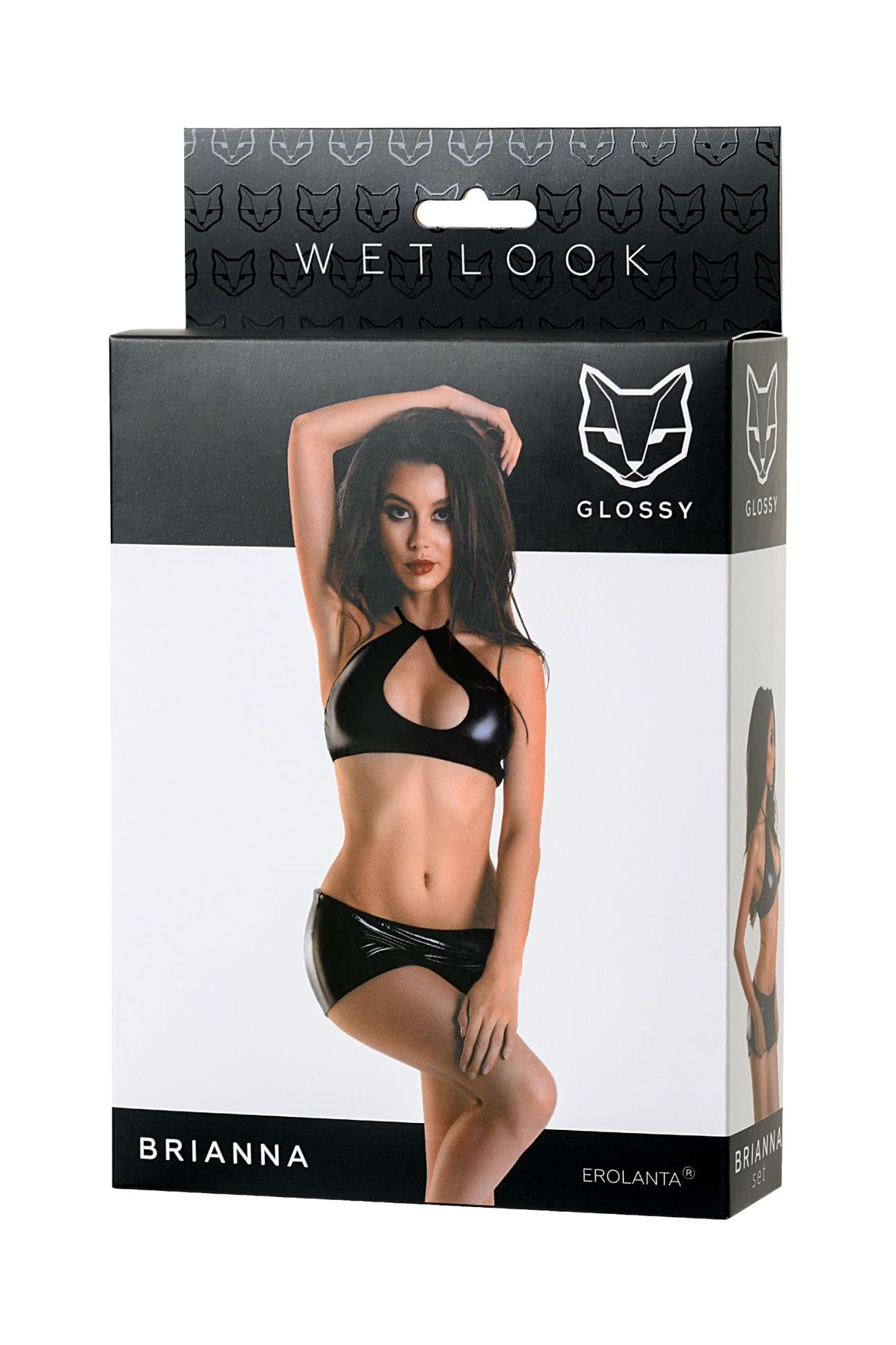 Эротическое комплект glossy brianna из материала wetlook, черный, xl в СПб