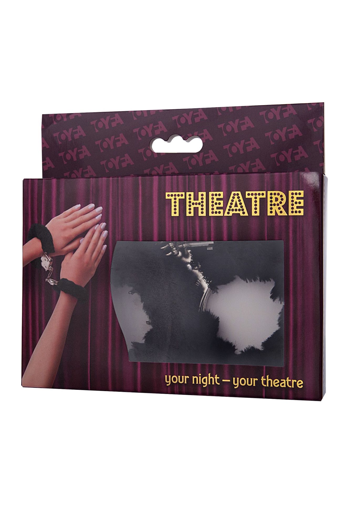 наручники toyfa theatre, меховые, черные, 28 см в СПб