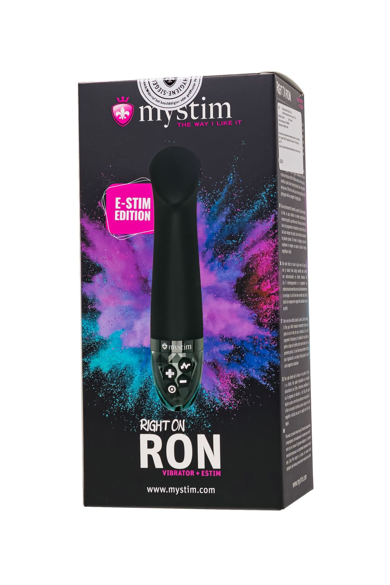 вибратор mystim right on ron с электростимуляцией,силикон, черный, 16,5 см в СПб