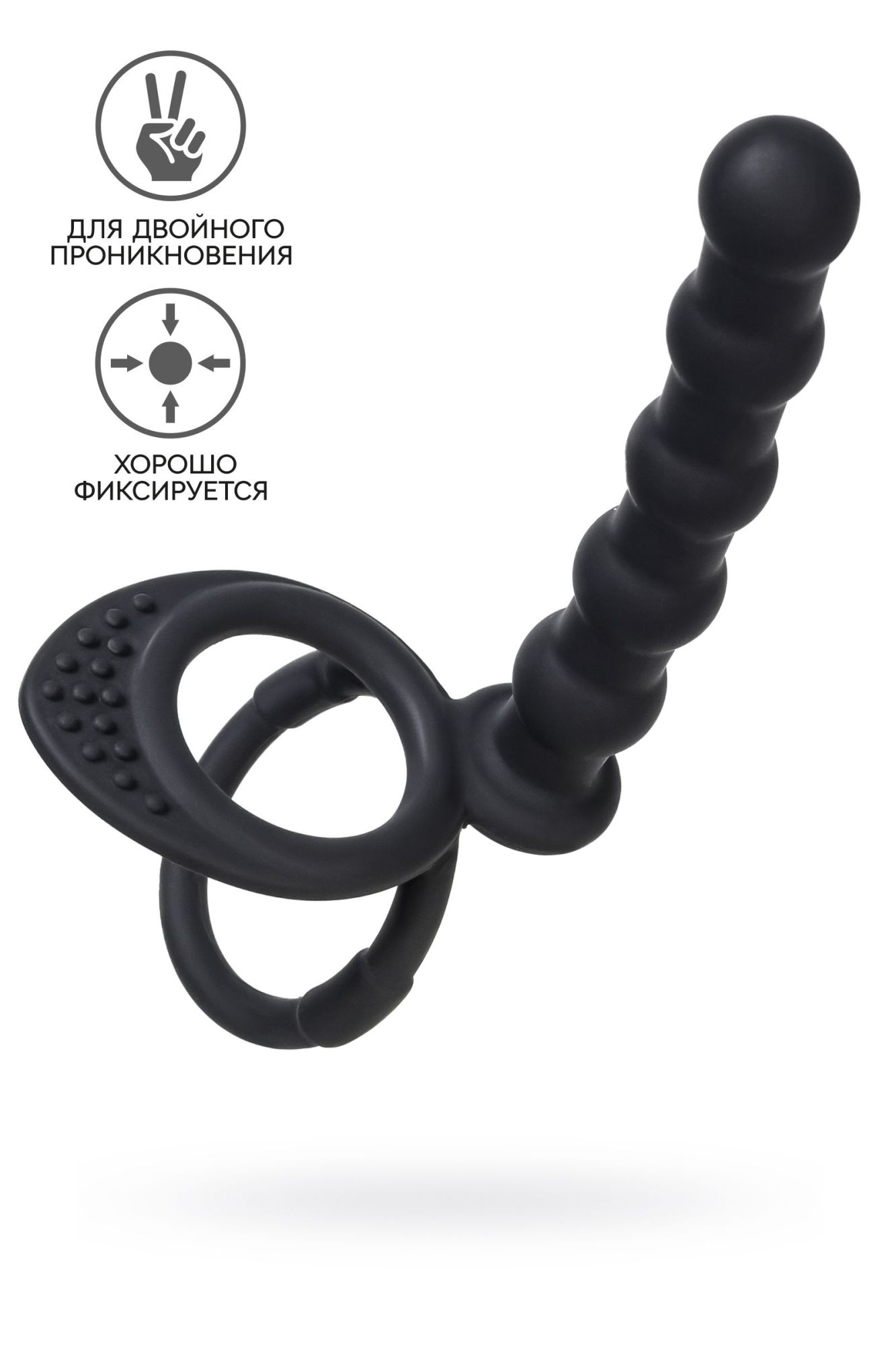 насадка на пенис для двойного проникновения black&red by toyfa, силикон, черная, 19,5 см в СПб