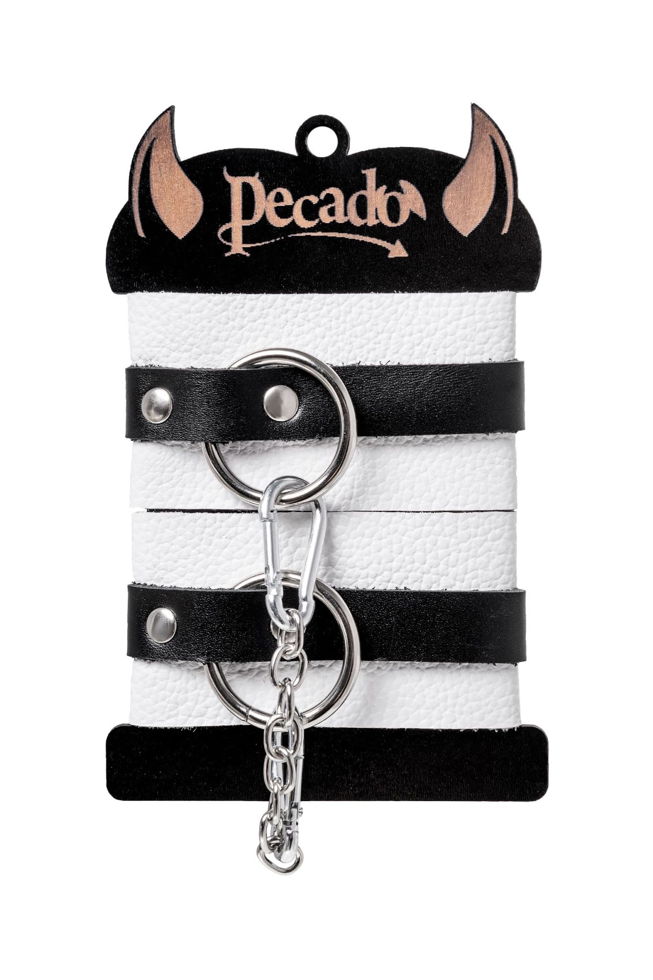 оковы pecado bdsm, мягкие, с одним ремешком, с люверсами, натуральная кожа, бело-чёрные в СПб