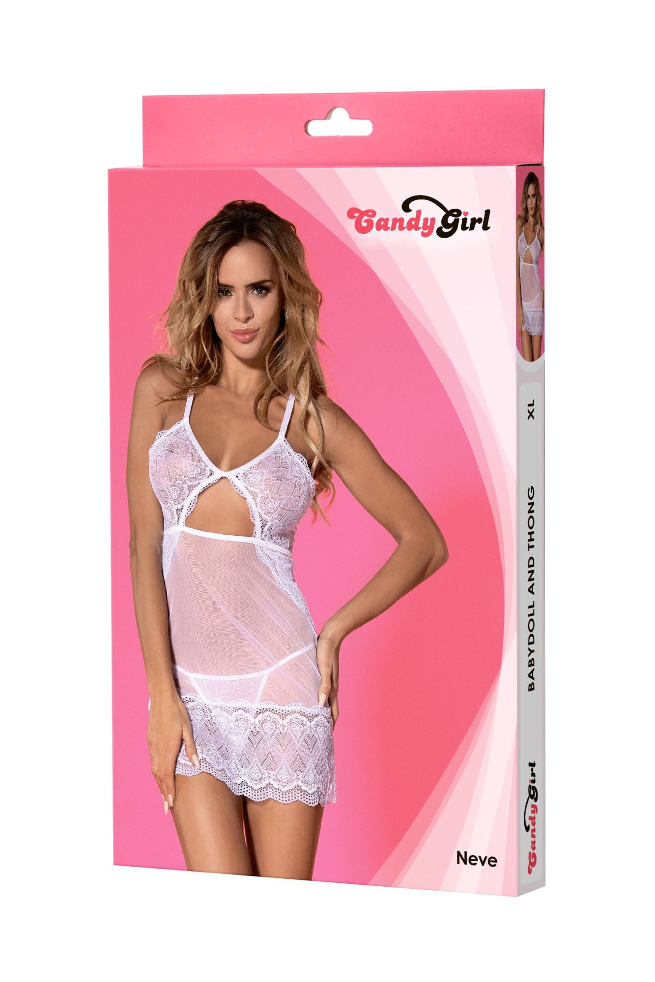 Эротическое комбинация и стринги candy girl neve белые, xl в СПб