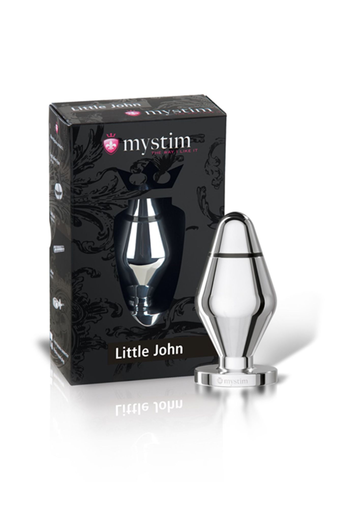 анальная пробка mystim little john s, электростимуляция, хирургическая сталь, серебряная, 9 см, ø 3, в СПб