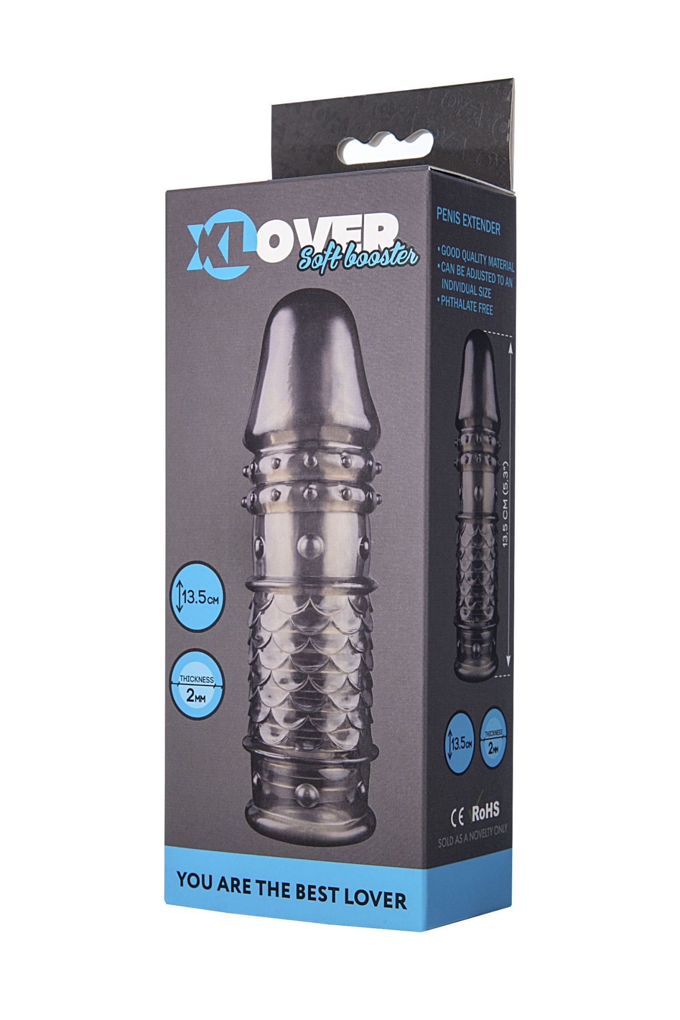 насадка toyfa xlover, для увеличения размера, tpe, черная прозрачная, 13,5 см в СПб