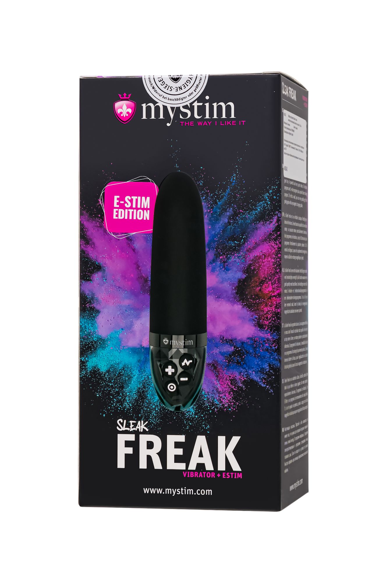 вибратор mystim sleak freak с электростимуляцией,силикон, черный, 14,5 см в СПб