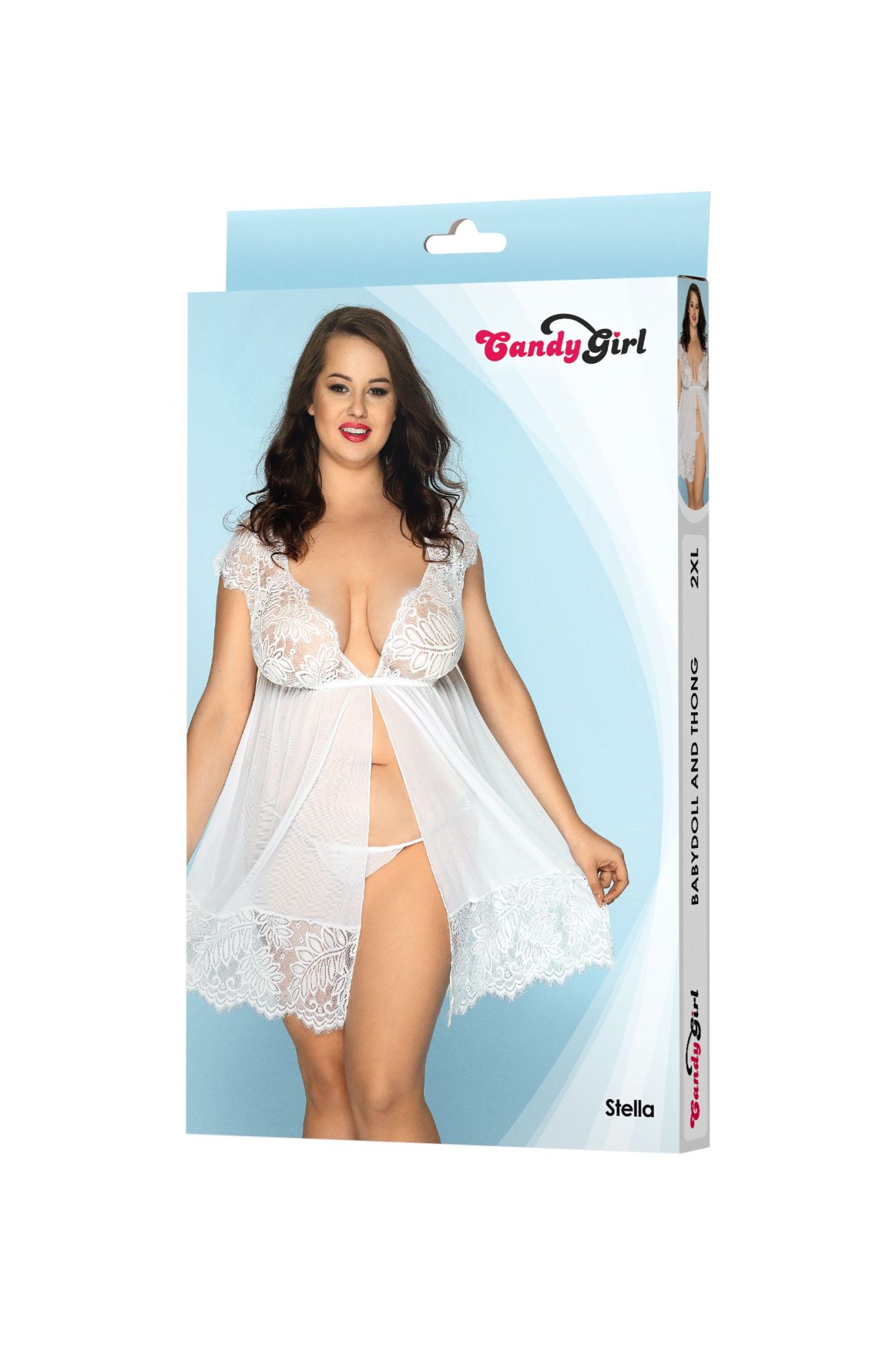 Эротическое комбинация и стринги candy girl stella белые, 2xl в СПб