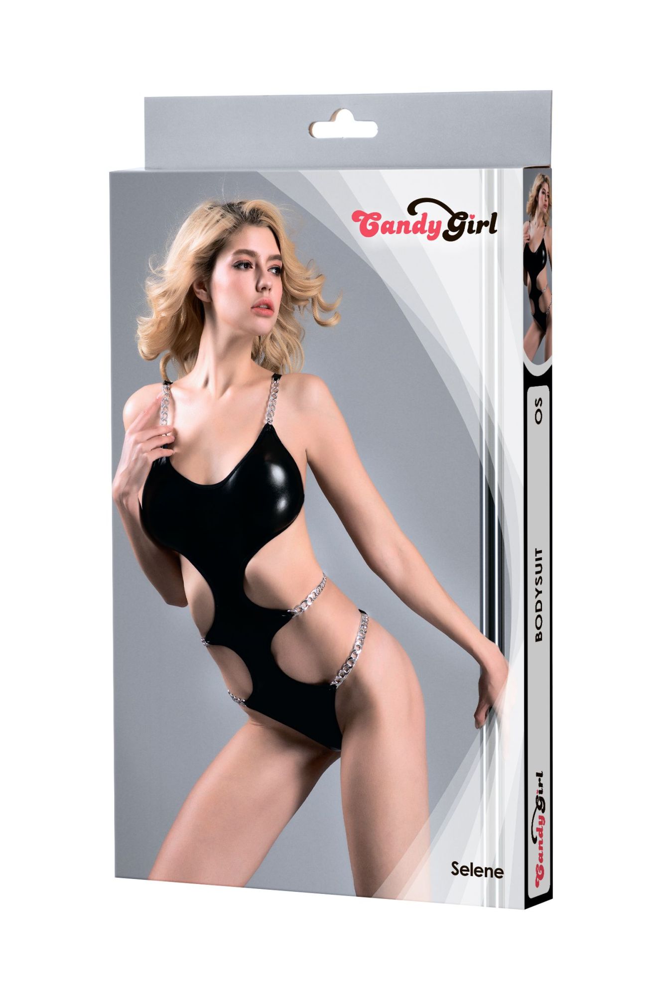 Эротическое боди с металлическими цепочками candy girl selene черное, os в СПб